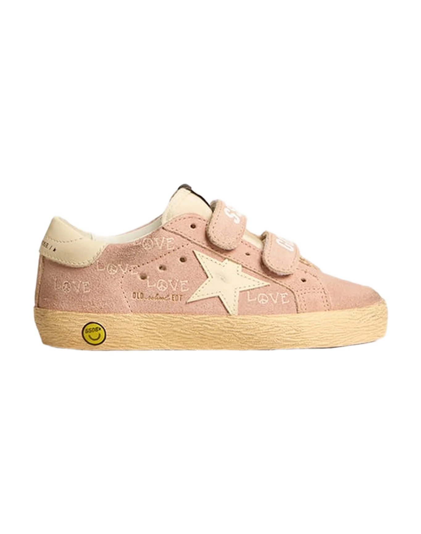 Kids | Old School Junior Pink Suede with Cream Leather Star & Heel Tab | Ash Rose x Cream - Image 2