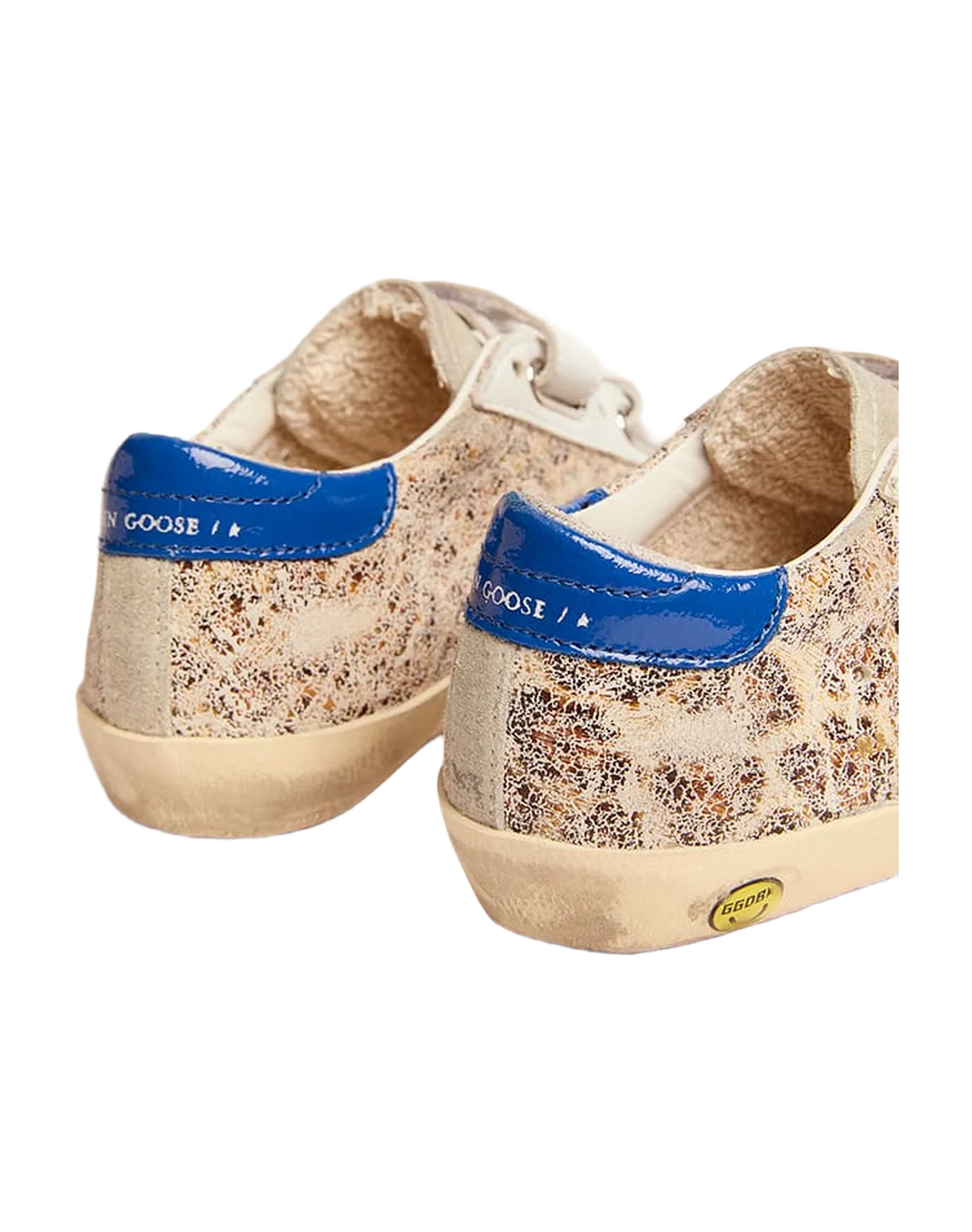 Kids | Old School Junior with Beige Leo Print, Dark Pink Glitter Star & Turquoise Heel Tab | Beige Leo x Taupe x White x Dark Pink x Turquoise - Image 7