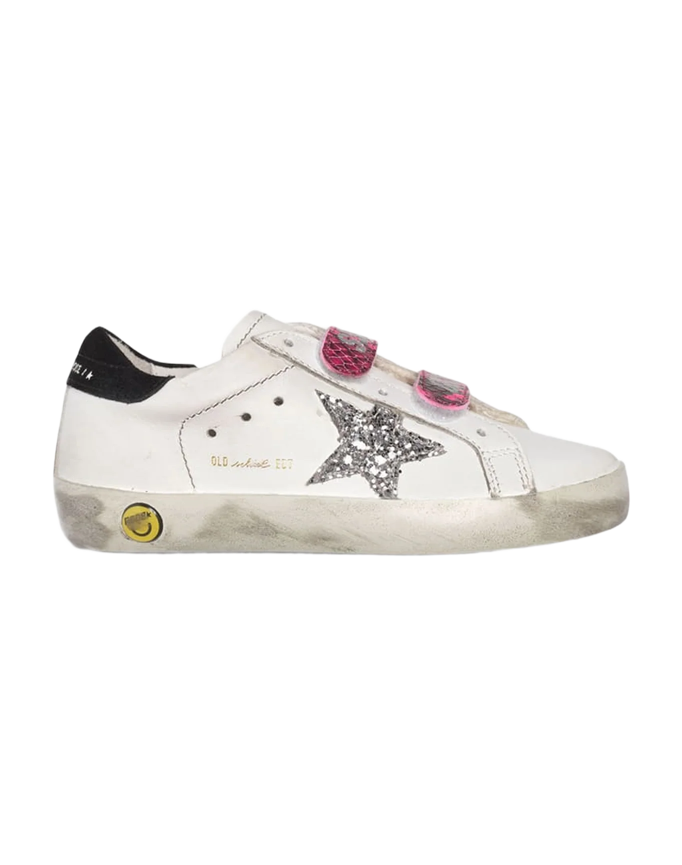 Kids | Old School Sneakers with Glittery Star & Fuchsia Snakeskin-Print Heel Tab - Image 4