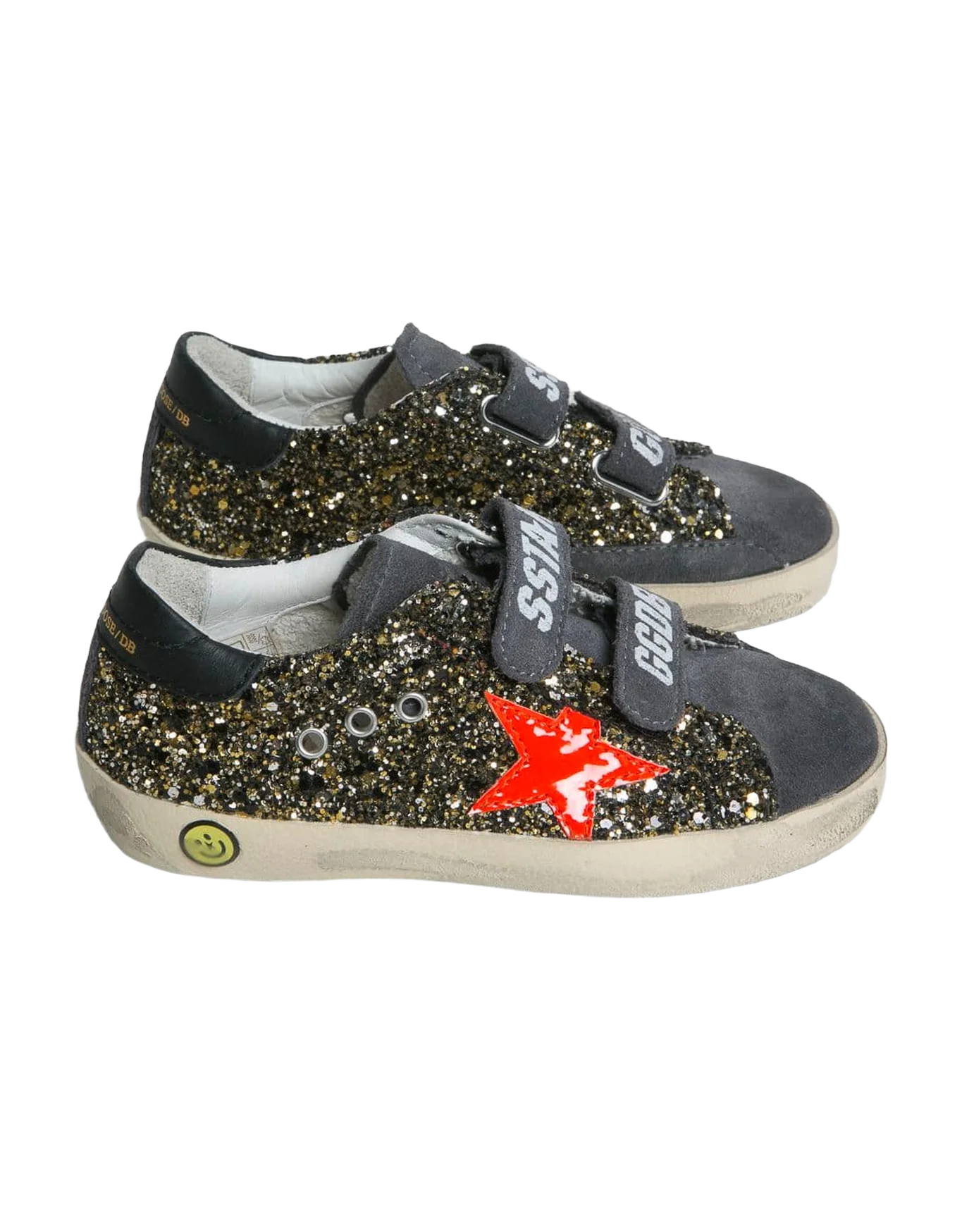 Kids | Old School Young Sneakers Glitter with Red Lucid Star & Black Leather Heel Tab - Image 2