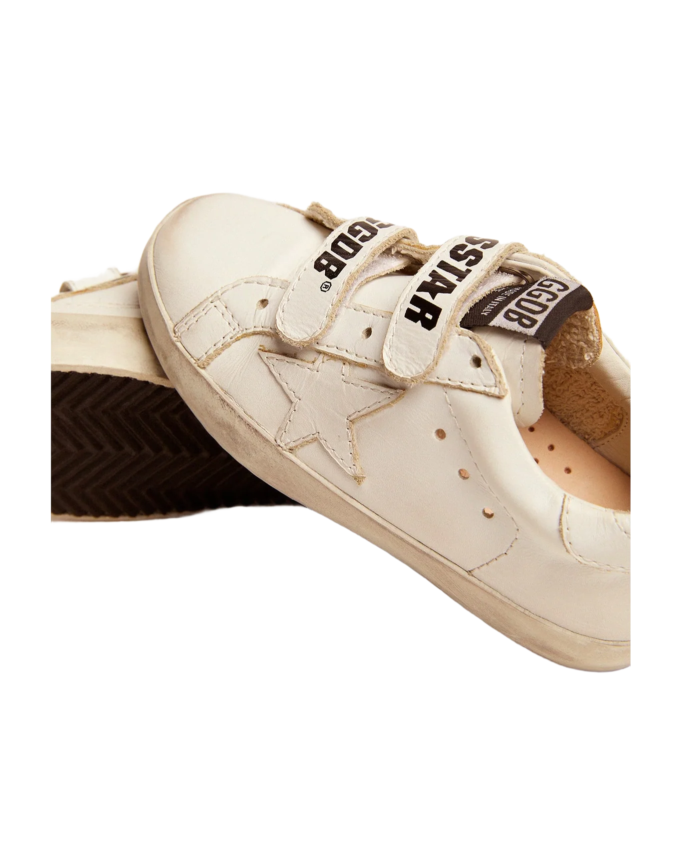 Kids | Optical White Old School Sneakers with Tone-On-Tone Star | Optic White - Image 2