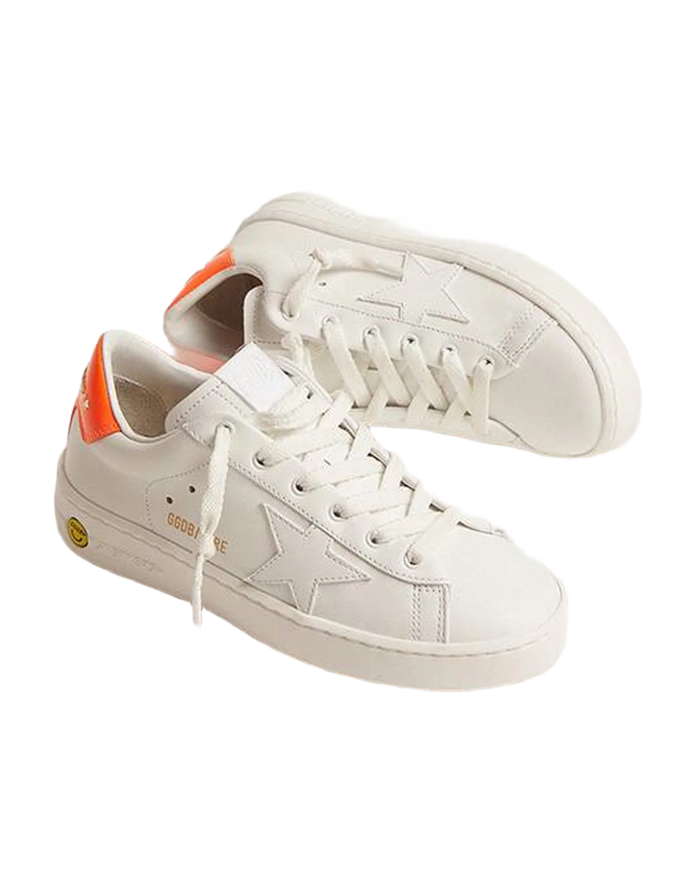 Kids | Purestar White Leather with Orange Heel Tab | White x Orange Fluo - Image 8