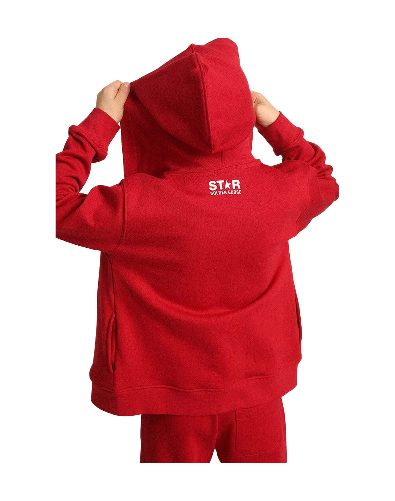 Kids | Red Sweatshirt with Hoodie | Tango Red x White - Image 2