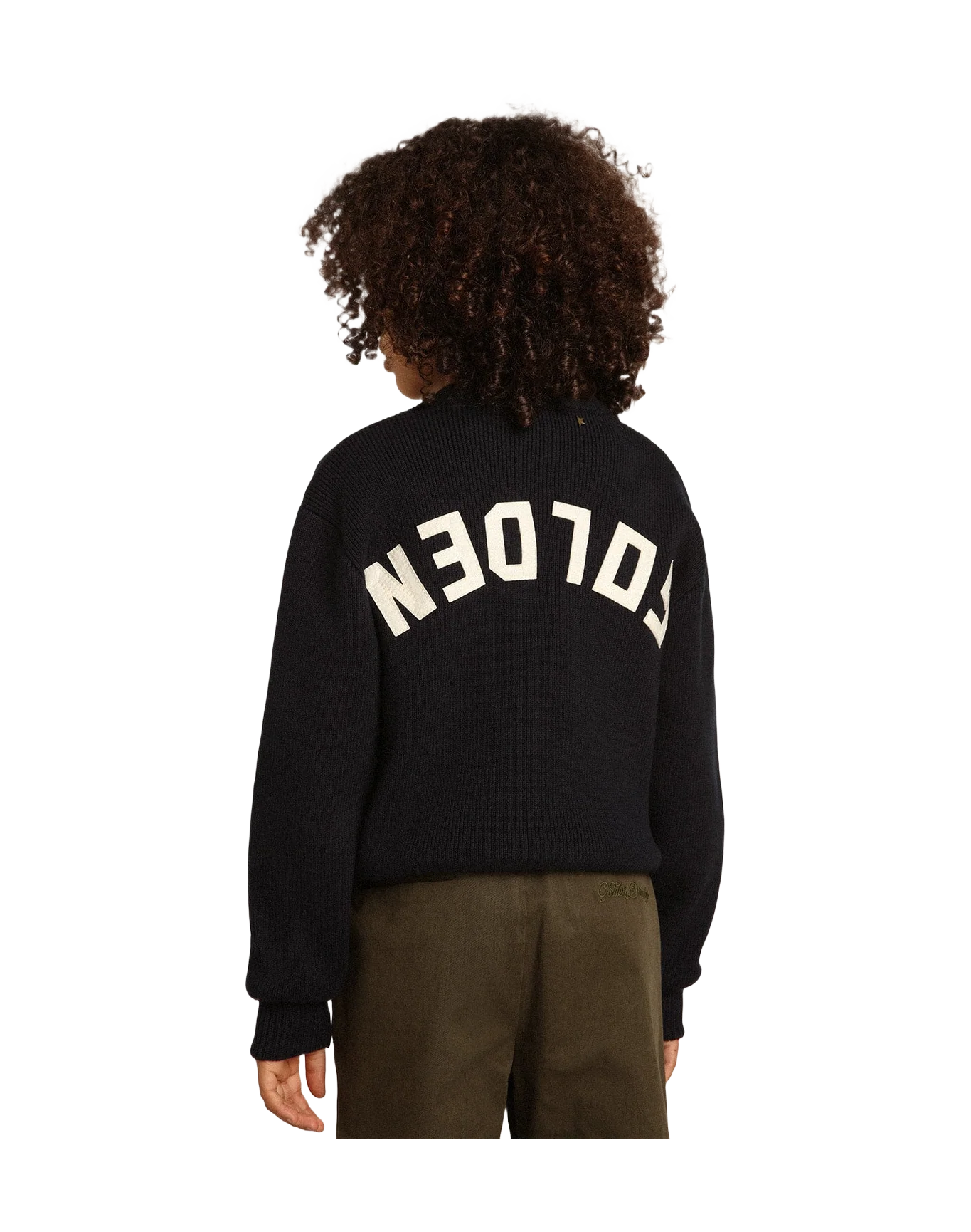 Kids | Round-Neck Sweater Dark Blue Cotton | Navy (V1) - Image 4
