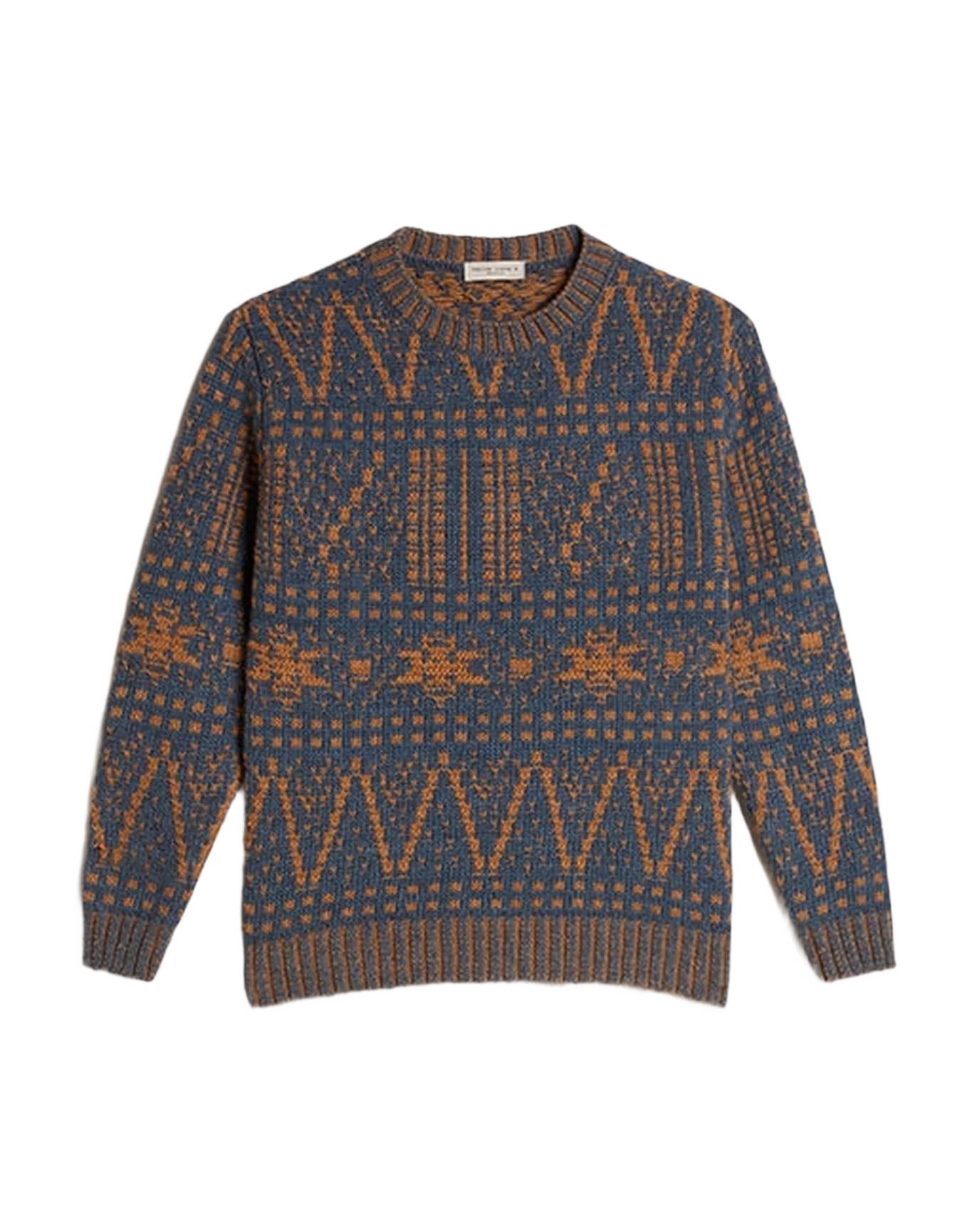 Kids | Round-Neck Sweater with Blue Fair Isle Motif | Sea Storm x Malt Ball - Image 4