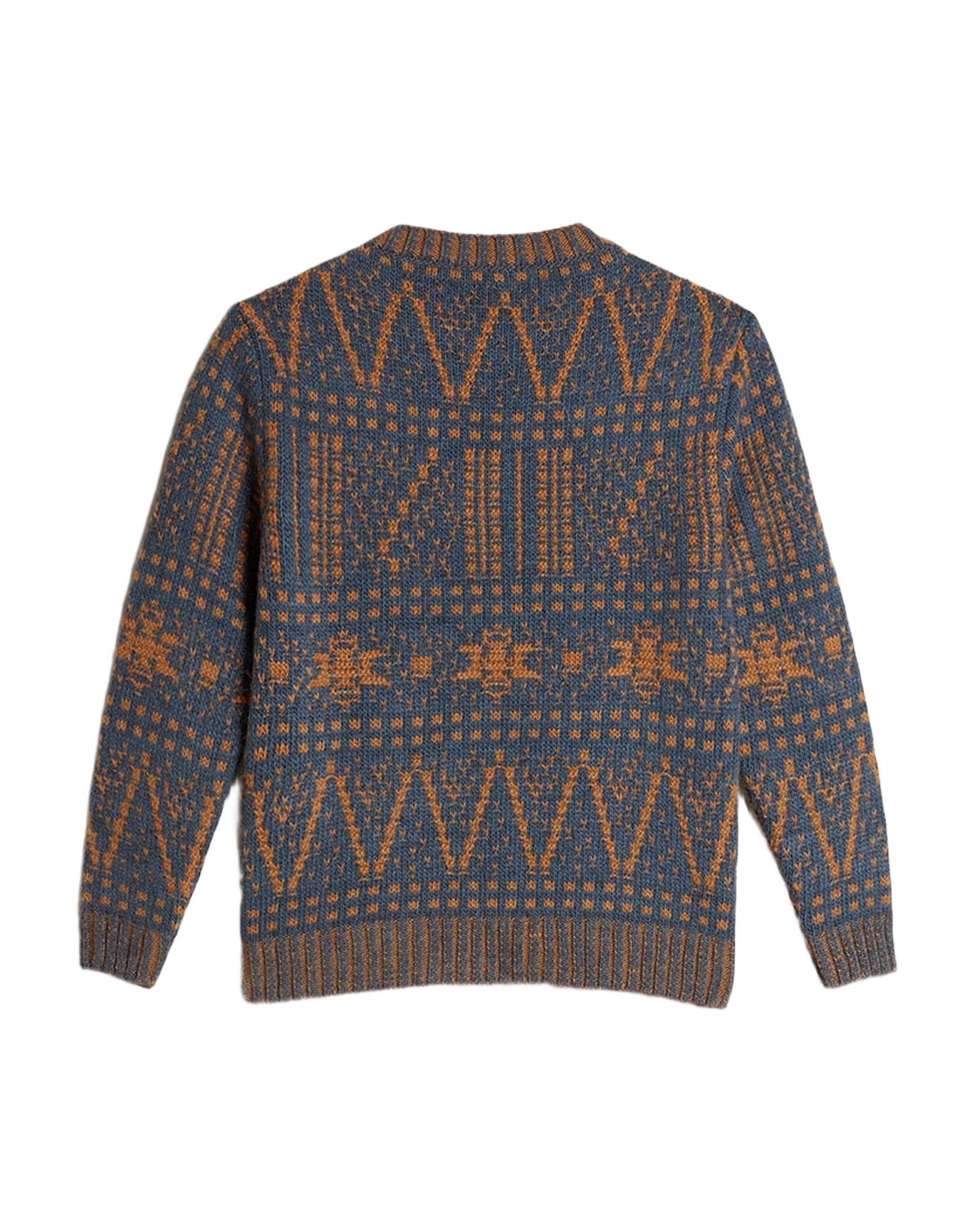 Kids | Round-Neck Sweater with Blue Fair Isle Motif | Sea Storm x Malt Ball - Image 5