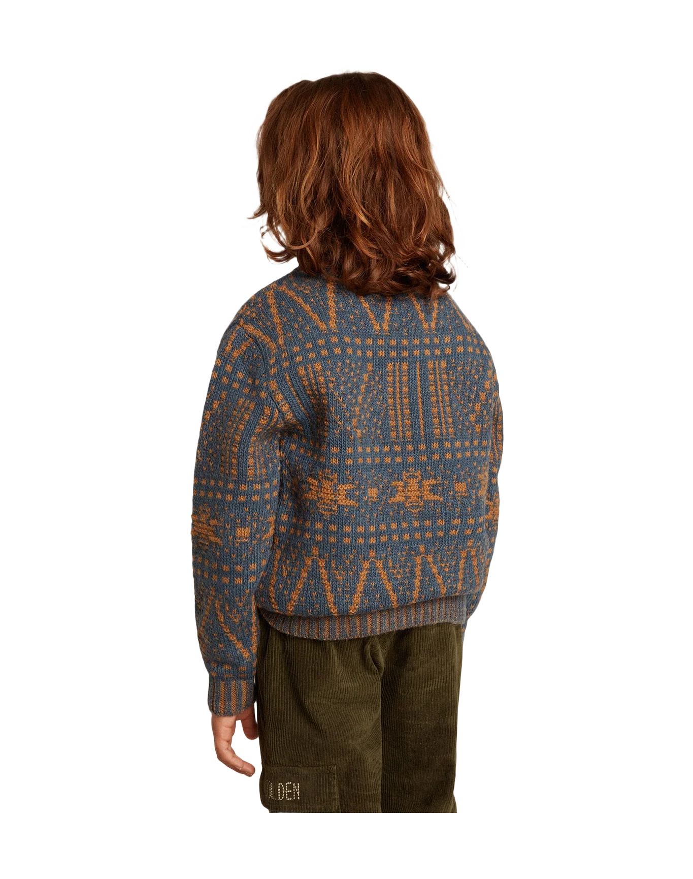 Kids | Round-Neck Sweater with Blue Fair Isle Motif | Sea Storm x Malt Ball - Image 6