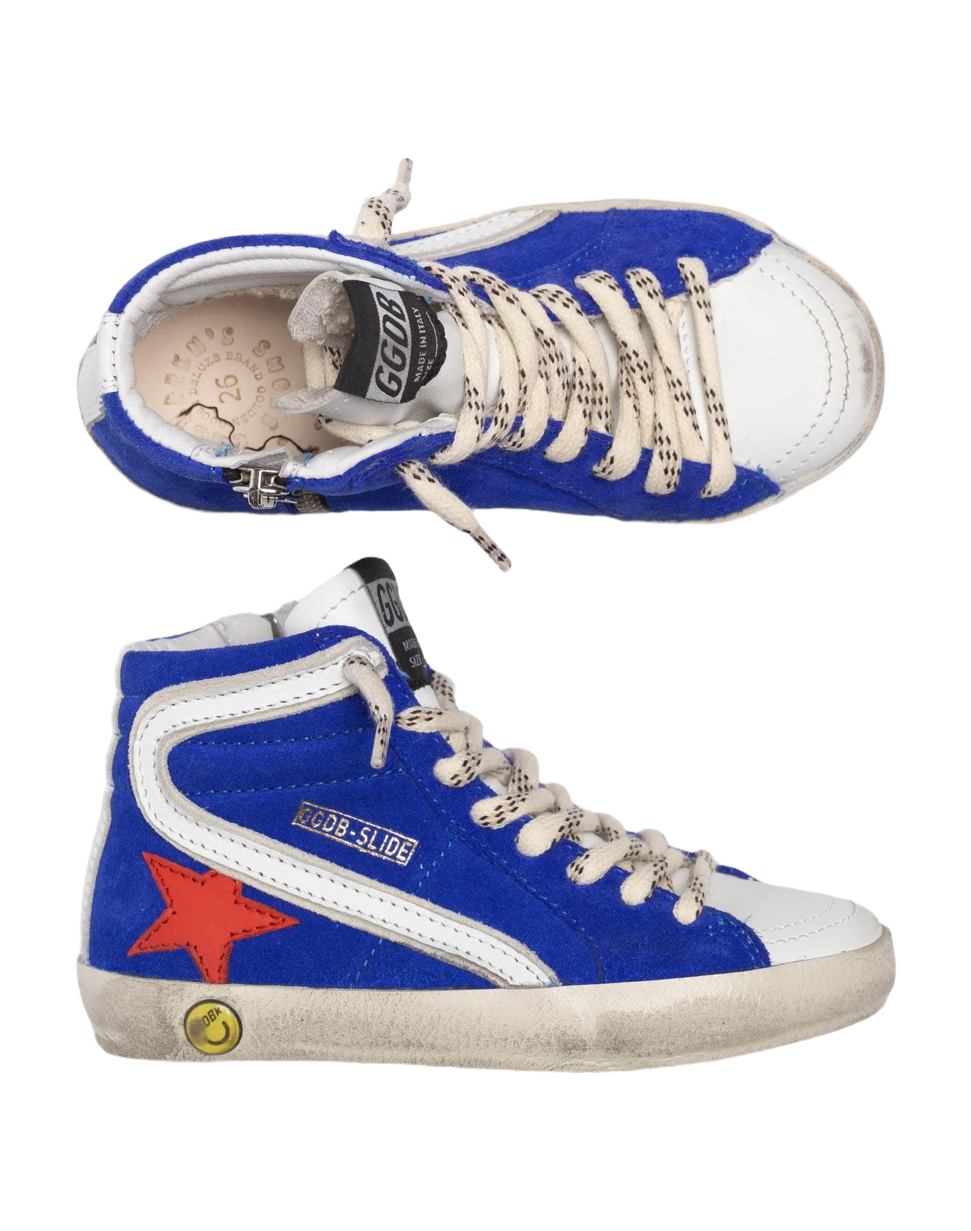 Kids | Slide Sneakers Electric Blue Suede-Red Star (V1) - Image 3