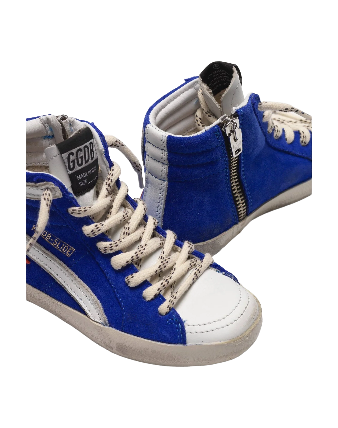 Kids | Slide Sneakers Electric Blue Suede-Red Star (V2)