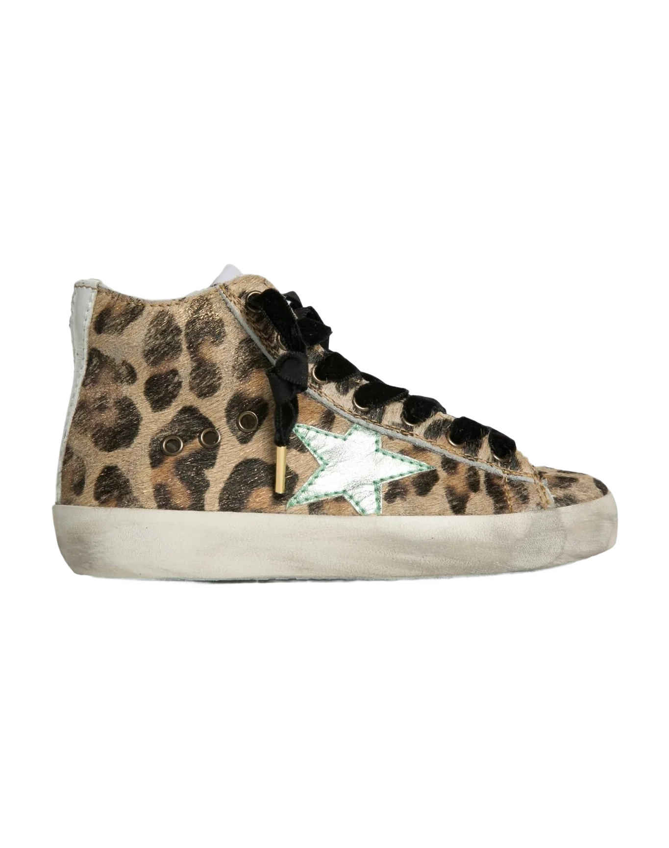 Kids | Slide Young Sneakers with Leopard Pony Skin & Metalic Star