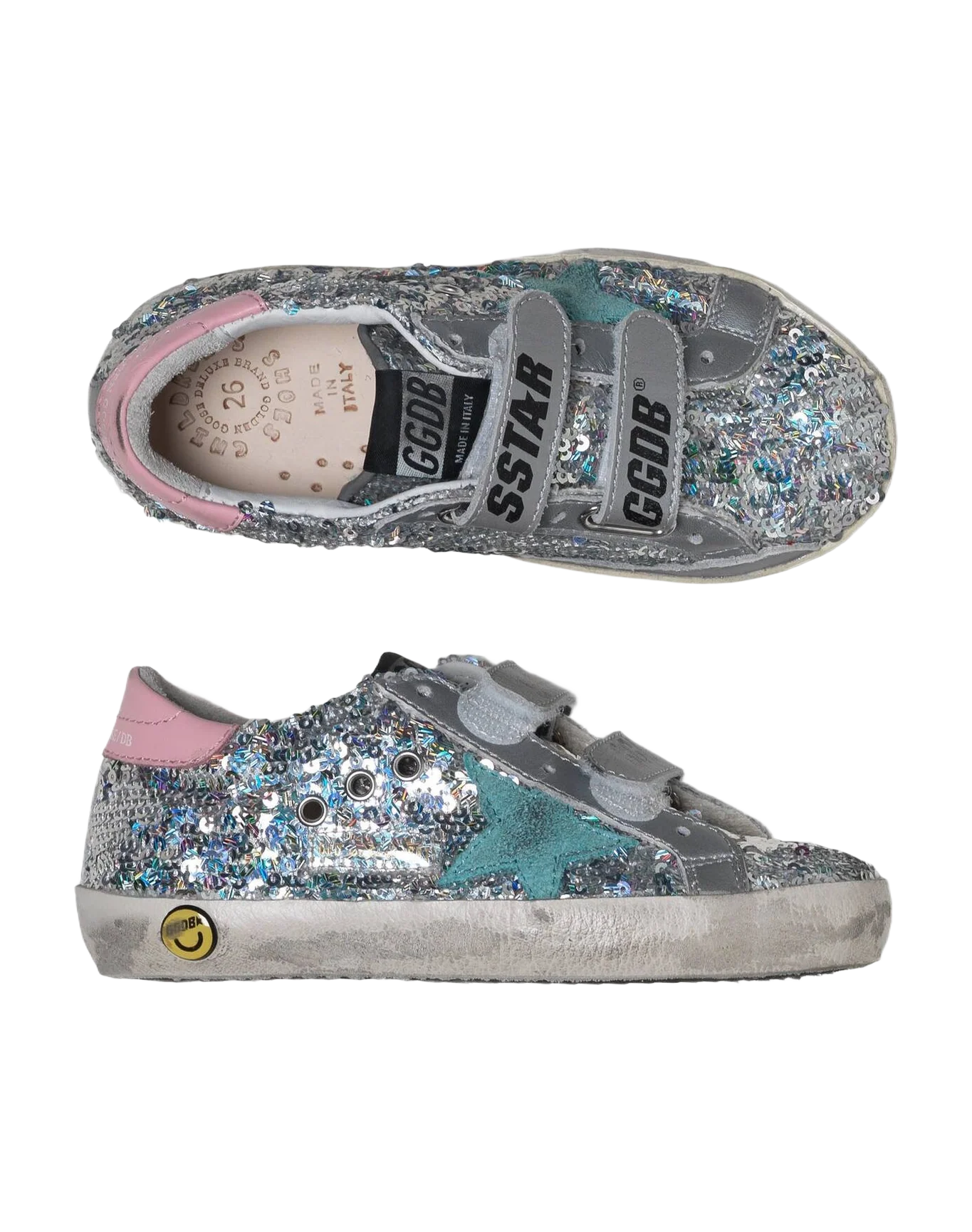Kids | Sneakers Old School Silver Paillettes-Green - Image 2