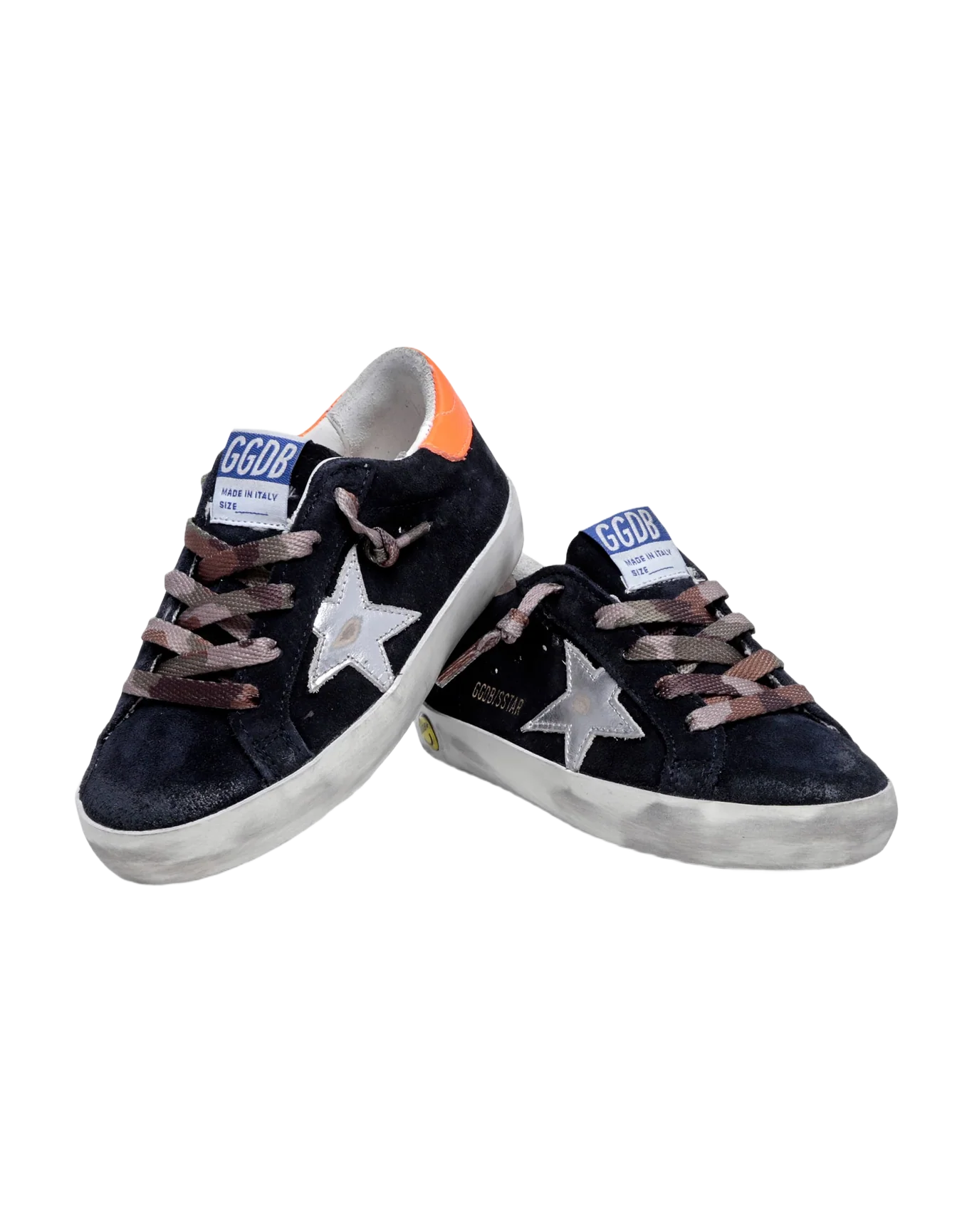 Kids | Super-Star Junior Night Blue Suede with Silver Star & Orange Heel Tab | Night Blue x Silver x Fluo Orange - Image 3