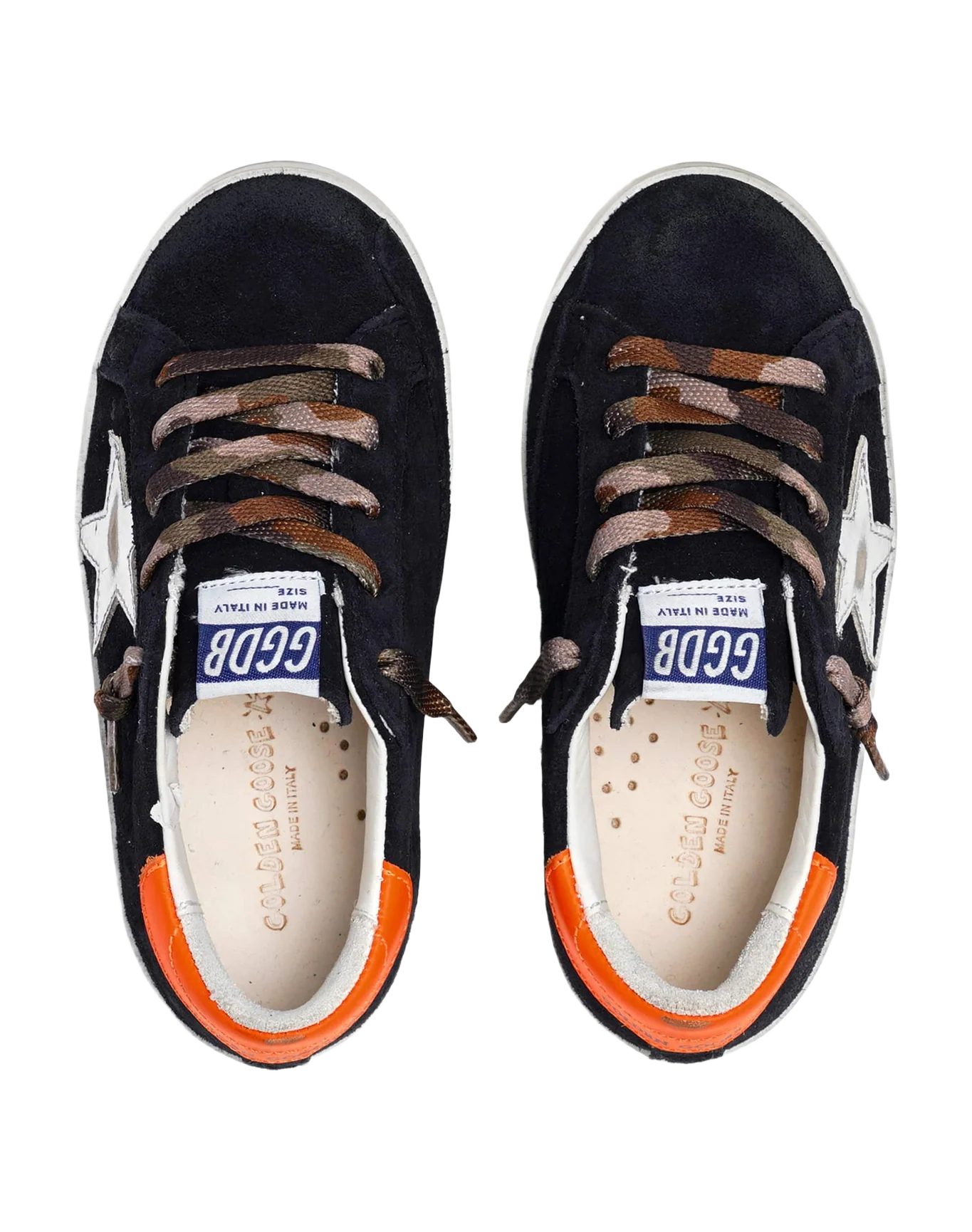 Kids | Super-Star Junior Night Blue Suede with Silver Star & Orange Heel Tab | Night Blue x Silver x Fluo Orange - Image 7