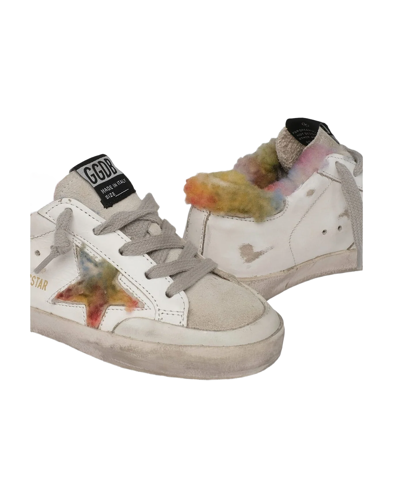 Kids | Super-Star Leather Upper Shearling Star Leather Heel | White x Multicolor x Ice