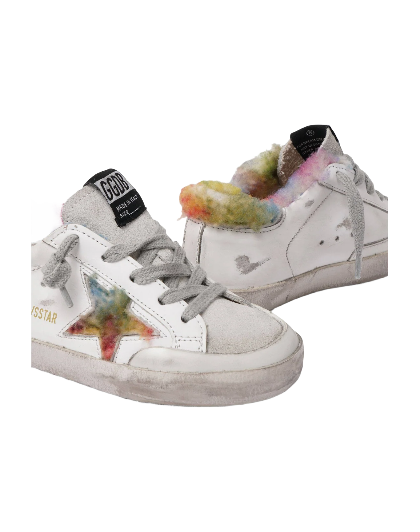 Kids | Super-Star Leather Upper Shearling Star Leather Heel | White x Multicolor x Ice - Image 2