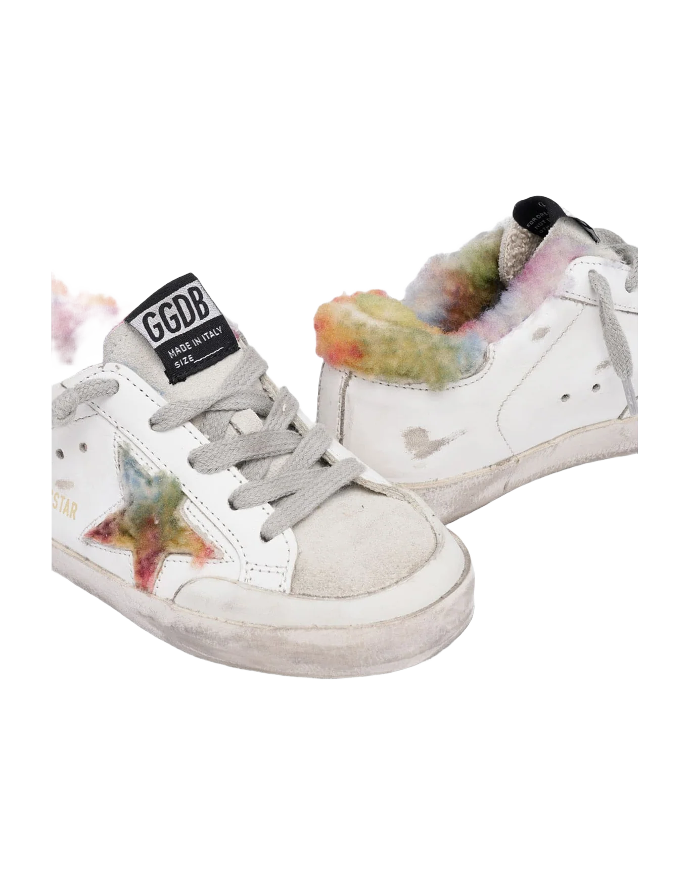 Kids | Super-Star Leather Upper Shearling Star Leather Heel | White x Multicolor x Ice - Image 3