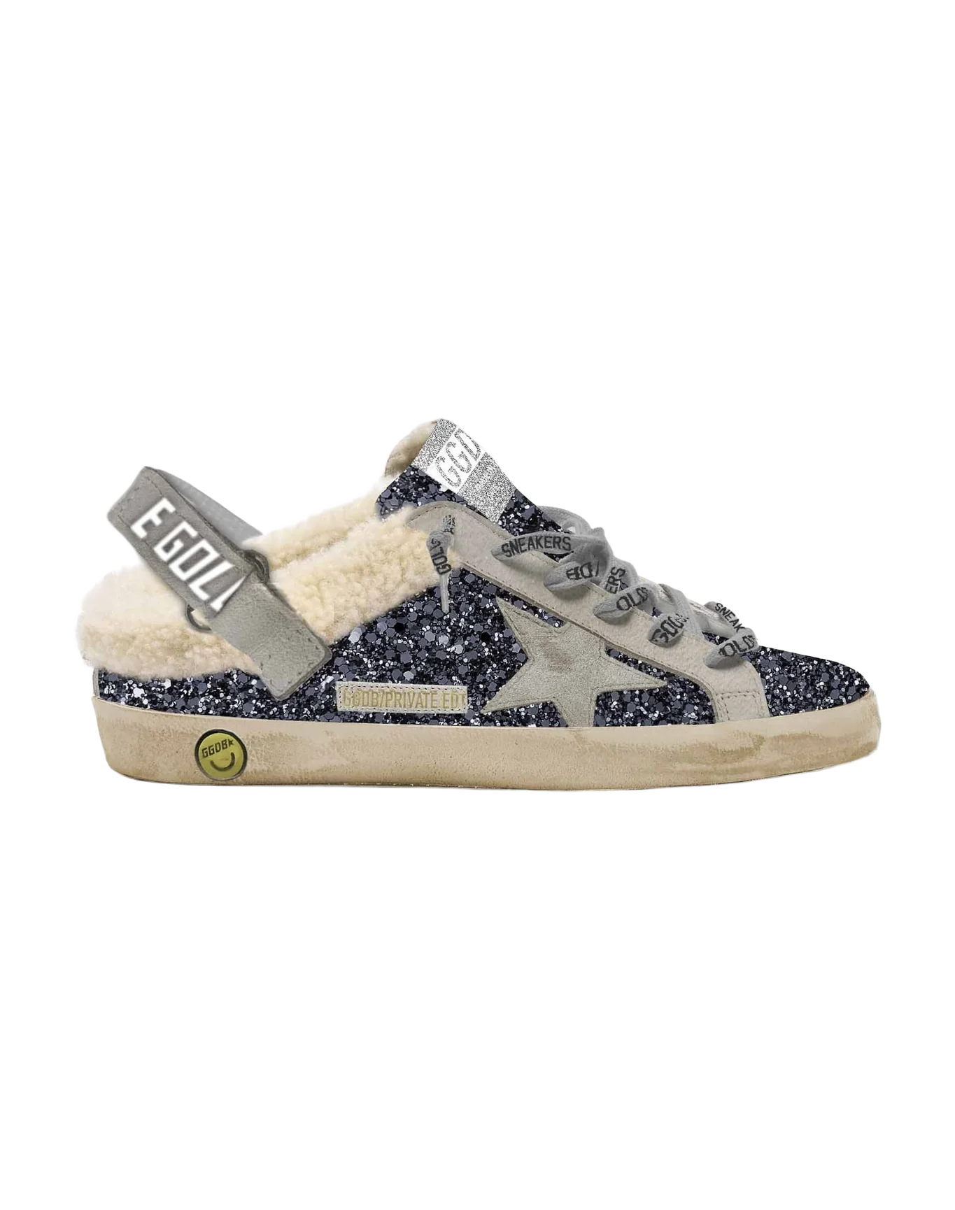 Kids | Super-Star Sabot with Night Blue Glitter & Taupe Suede Star | Night Blue x Taupe x Beige - Image 2
