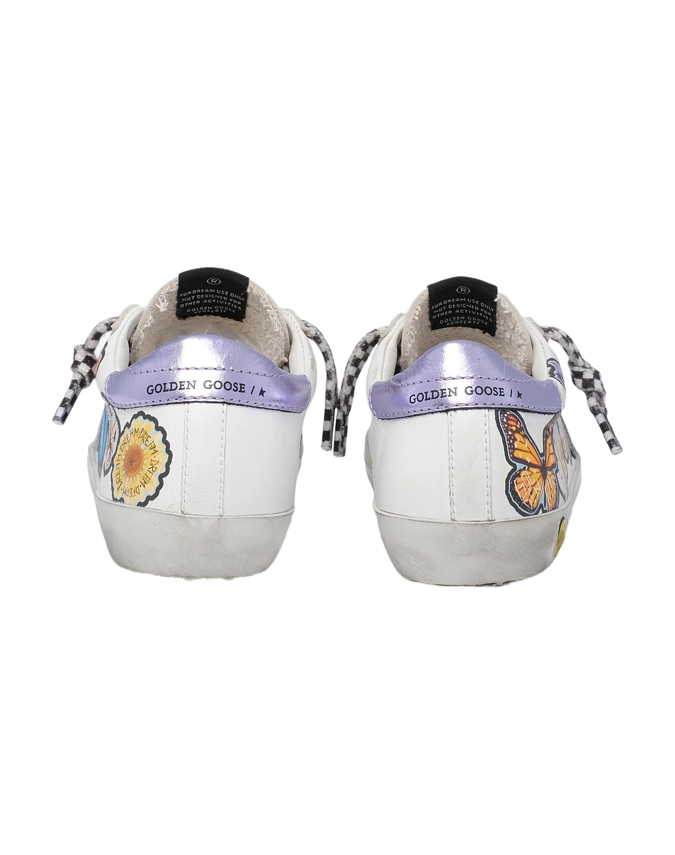 Kids | Super-Star Sneakers White Leather with Flowers & Lilac Laminated Heel Tab | White x Multicolor x Ice x Lavender - Image 3