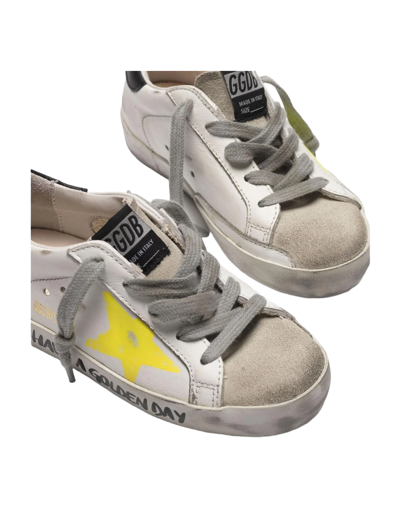 Kids | Super-Star Sneakers with Painted Star & Lettering On The Foxing (V2)