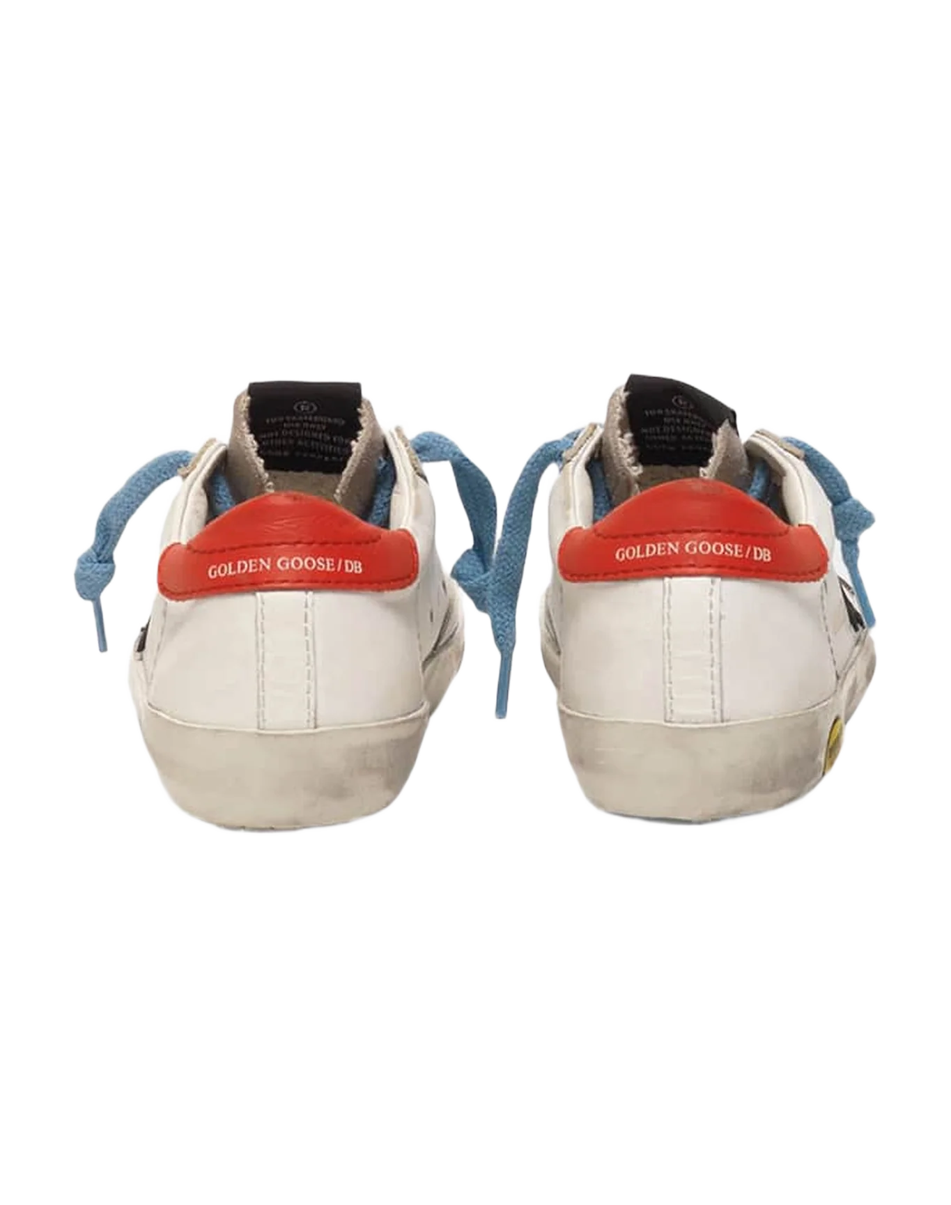Kids | Super-Star Sneakers with Red Heel Tab & Sky Blue Laces - Image 5