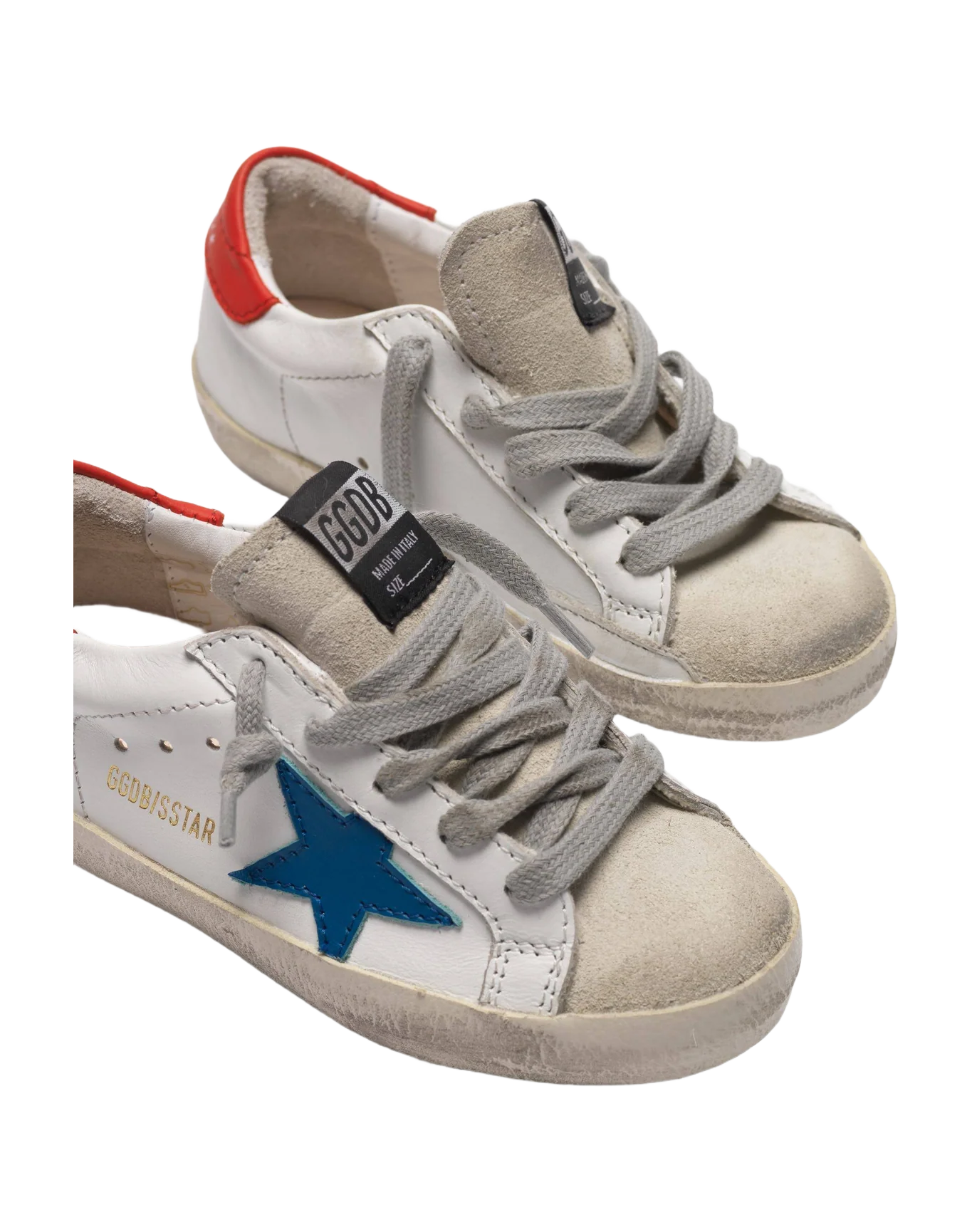 Kids | Super-Star White Leather with Blue Star & Red Heel Tab - Image 2