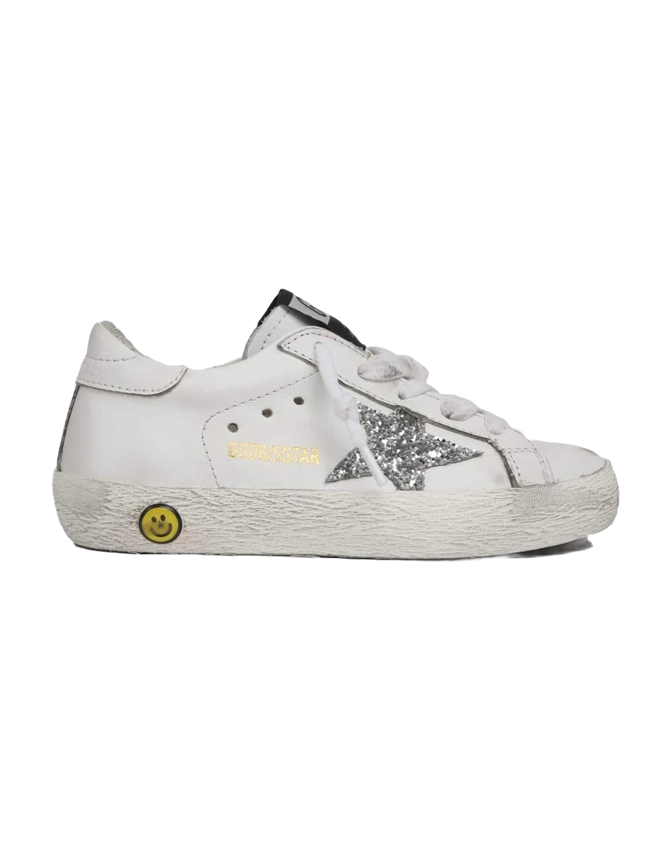 Kids | Super-Star White Leather with Silver Glitter Star & White Heel Tab