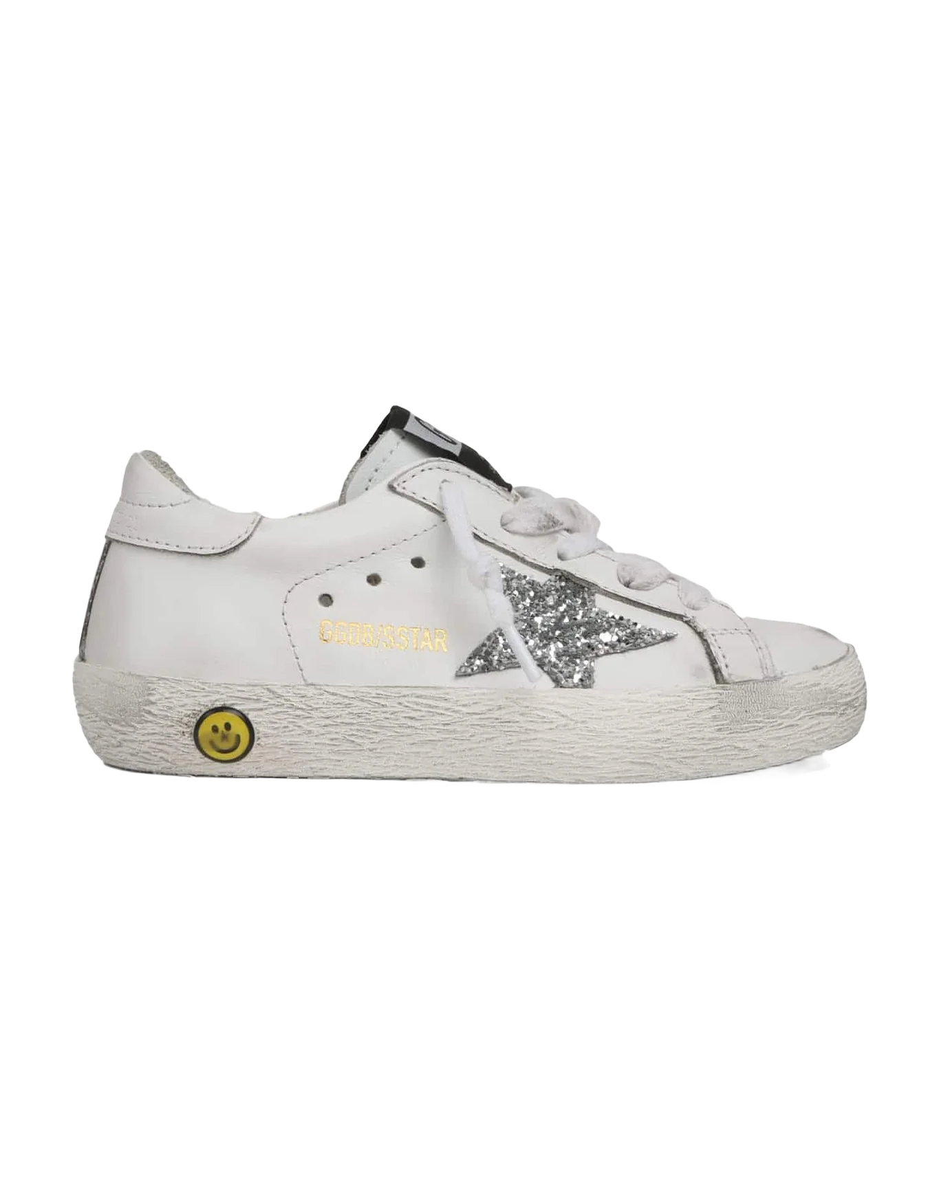 Kids | Super-Star White Leather with Silver Glitter Star & White Heel Tab - Image 2