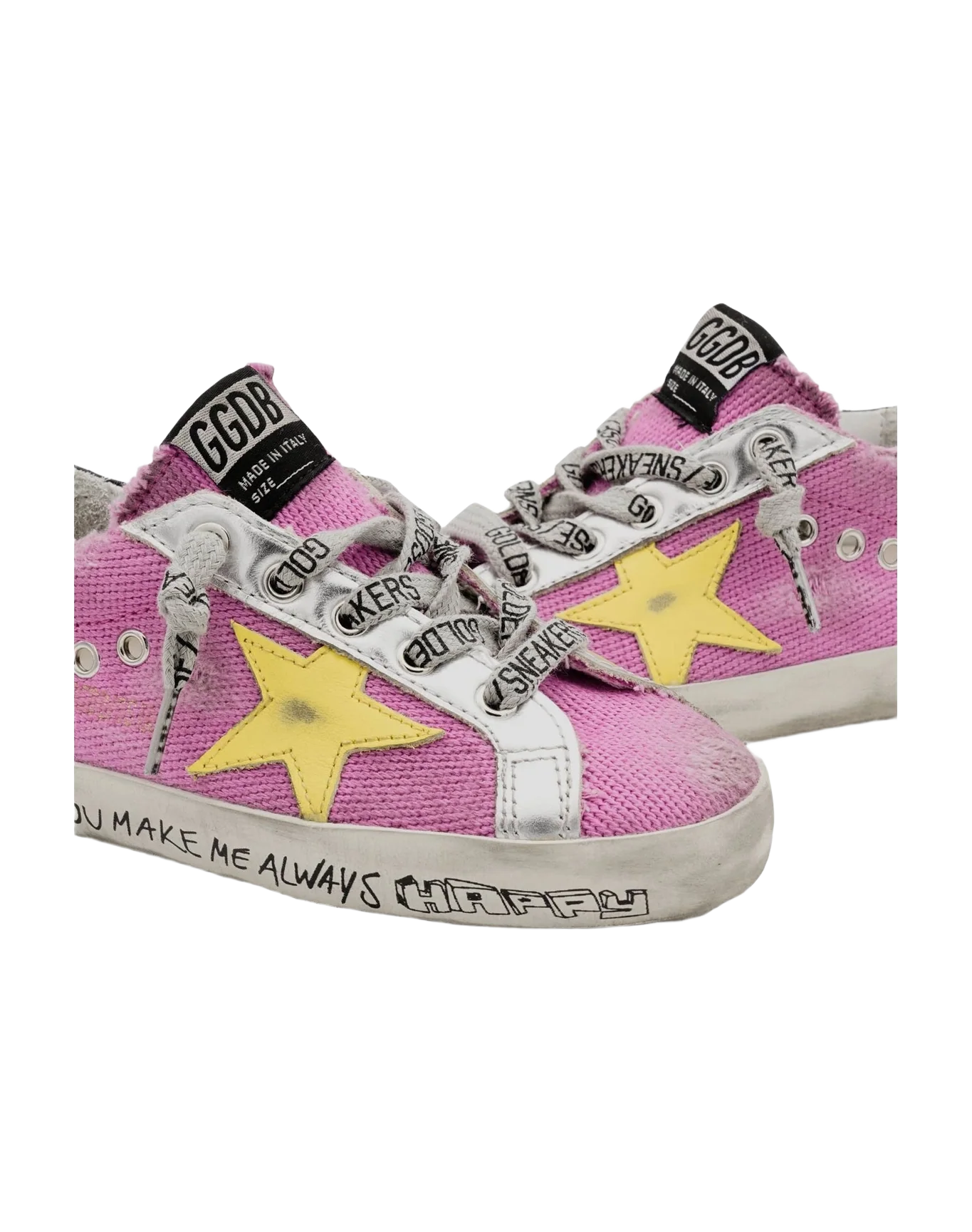 Kids | Super-Star Young Pink Fluo with Yellow Star & Black Heel Tab | Pink Fluo x Yellow x Black