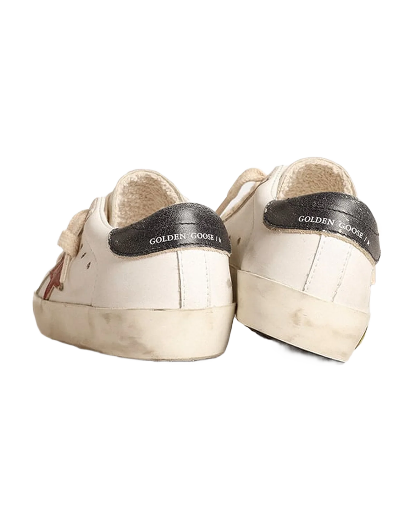 Kids | Super-Star Young White Leather with Red Star & Black Heel Tab | White x Red x Dark Blue - Image 3