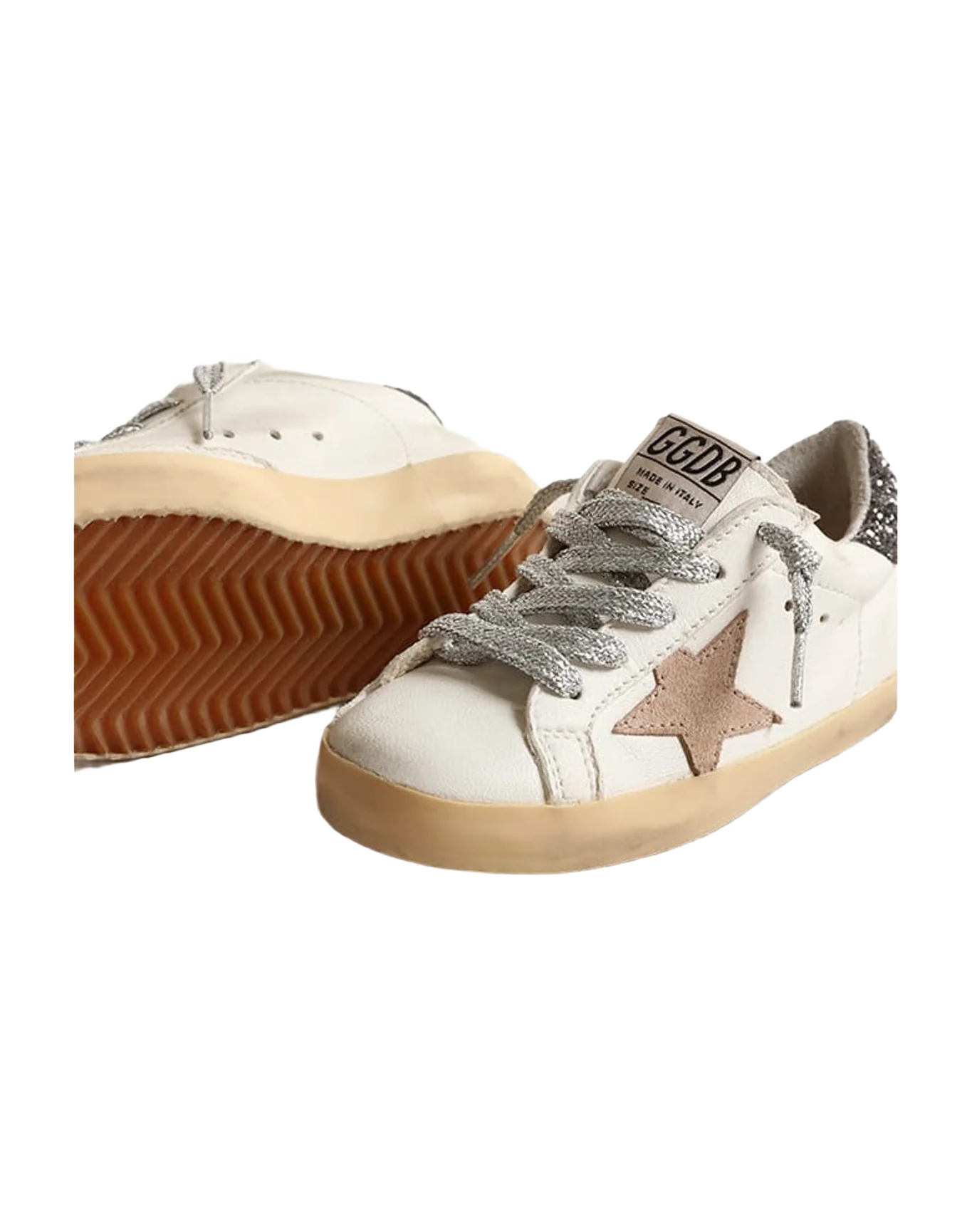 Kids | Super-Star Young with A Hazelnut Star & Glitter Heel Tab | Cream x Beige x Dark Grey