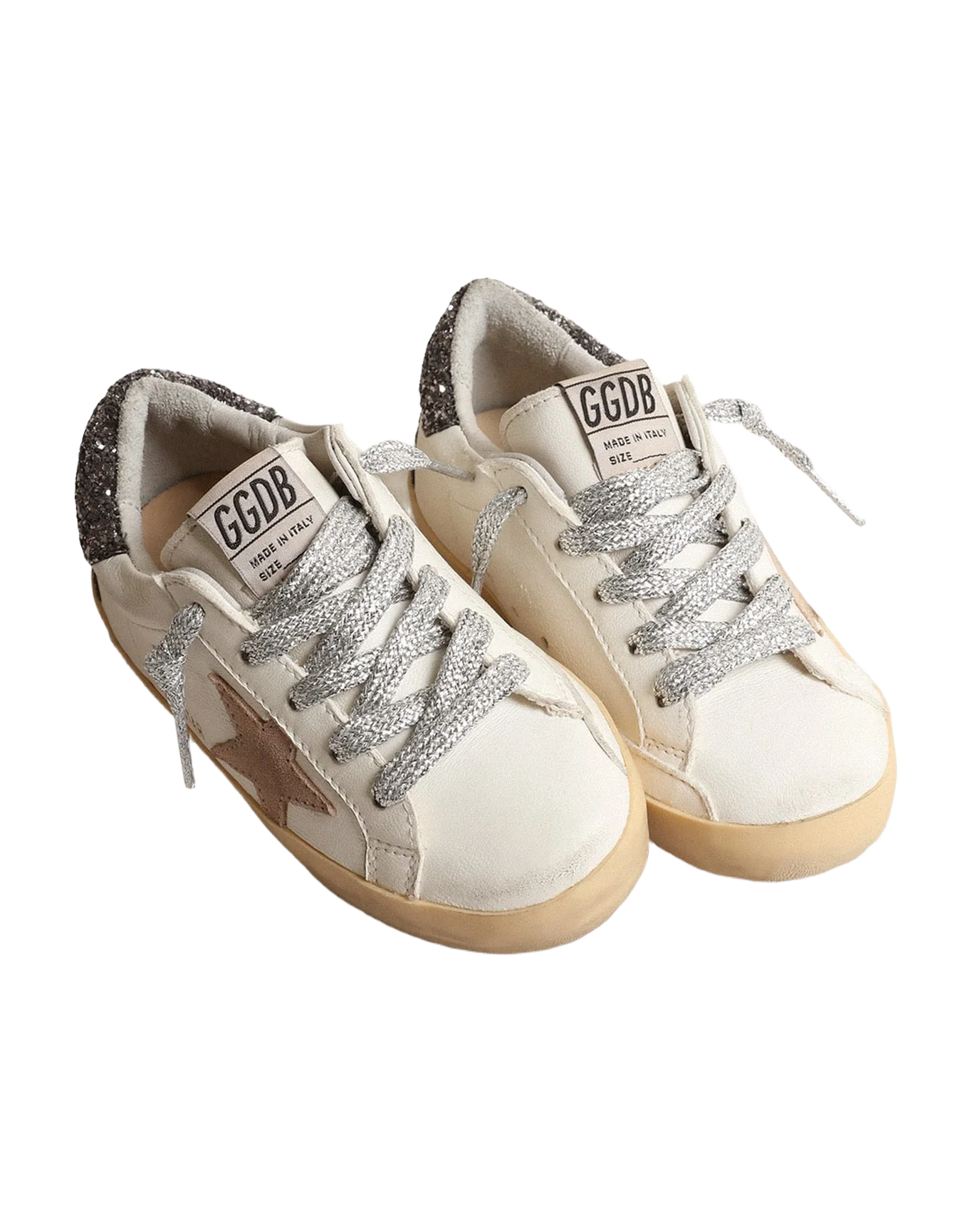 Kids | Super-Star Young with A Hazelnut Star & Glitter Heel Tab | Cream x Beige x Dark Grey - Image 3