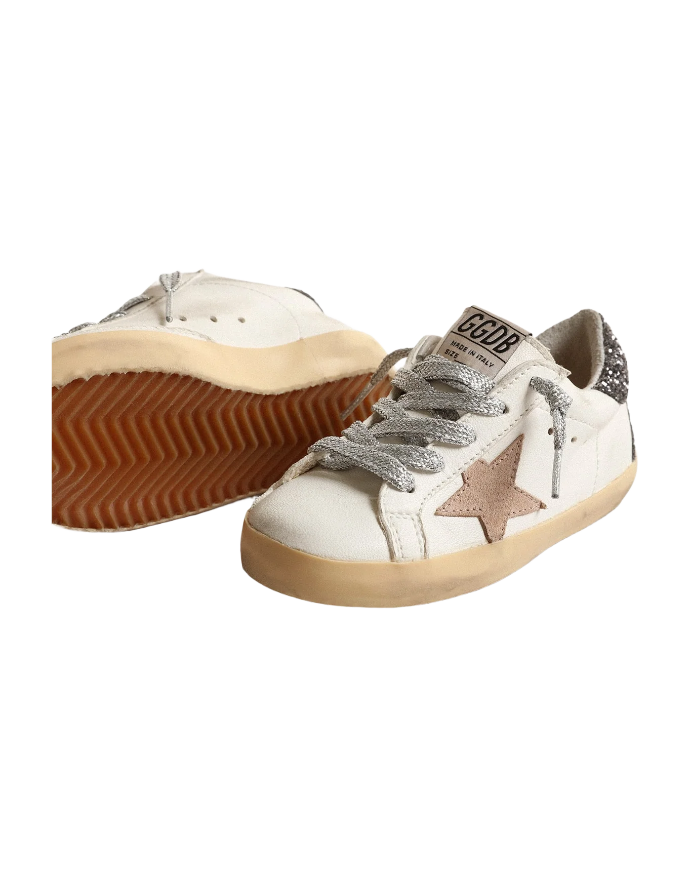 Kids | Super-Star Young with A Hazelnut Star & Glitter Heel Tab | Cream x Beige x Dark Grey - Image 8