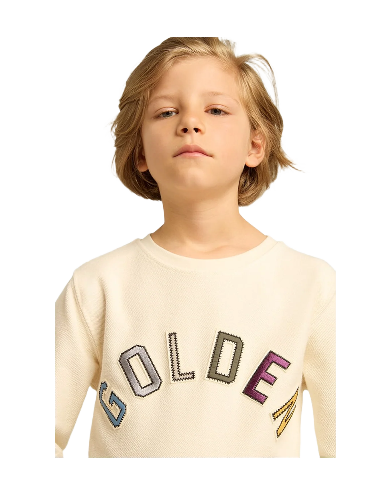 Kids | Sweatshirt Aged White with Multicolor Golden Lettering On The Front | Artic Wolf x Multicolor - Image 5