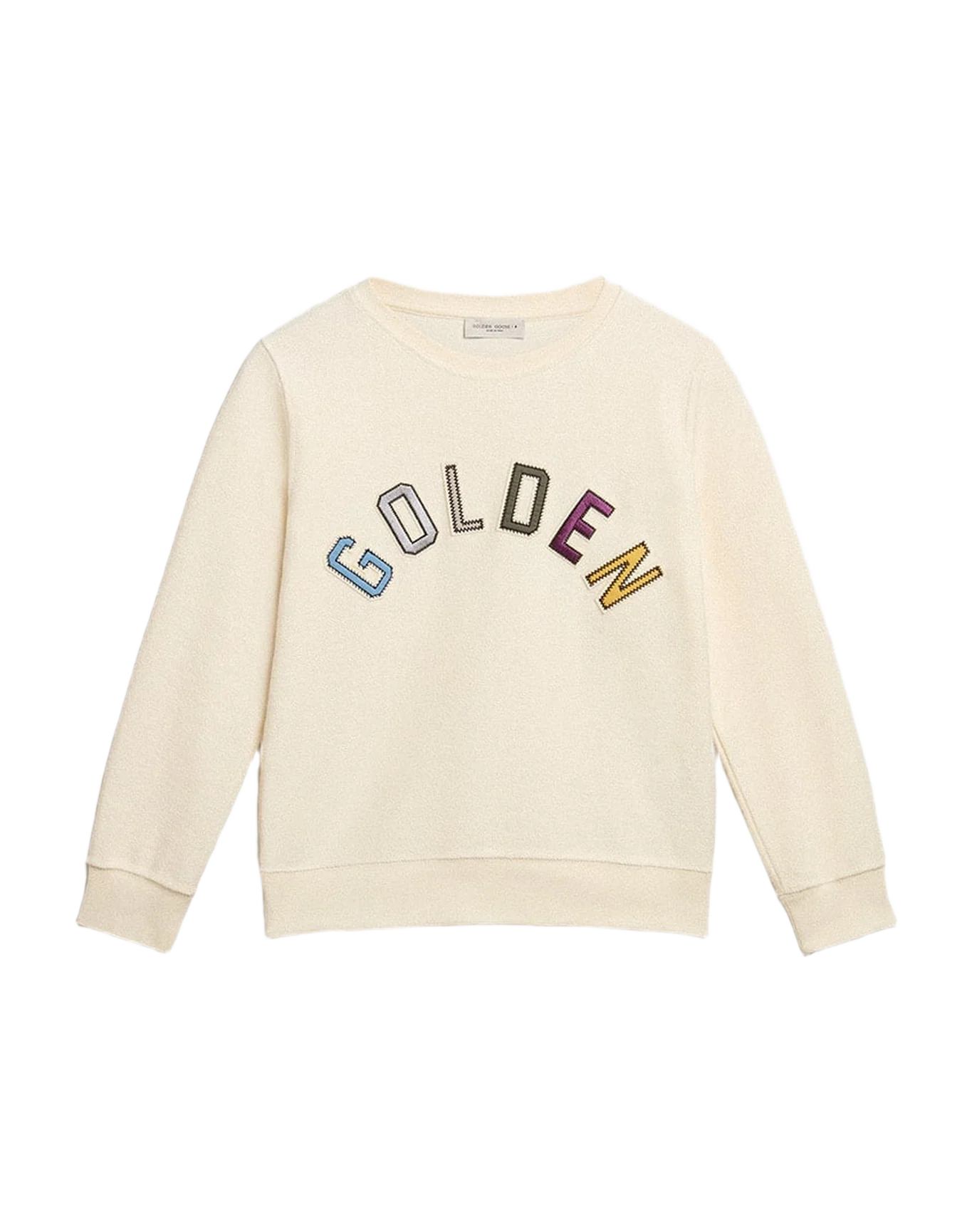 Kids | Sweatshirt Aged White with Multicolor Golden Lettering On The Front | Artic Wolf x Multicolor - Image 6