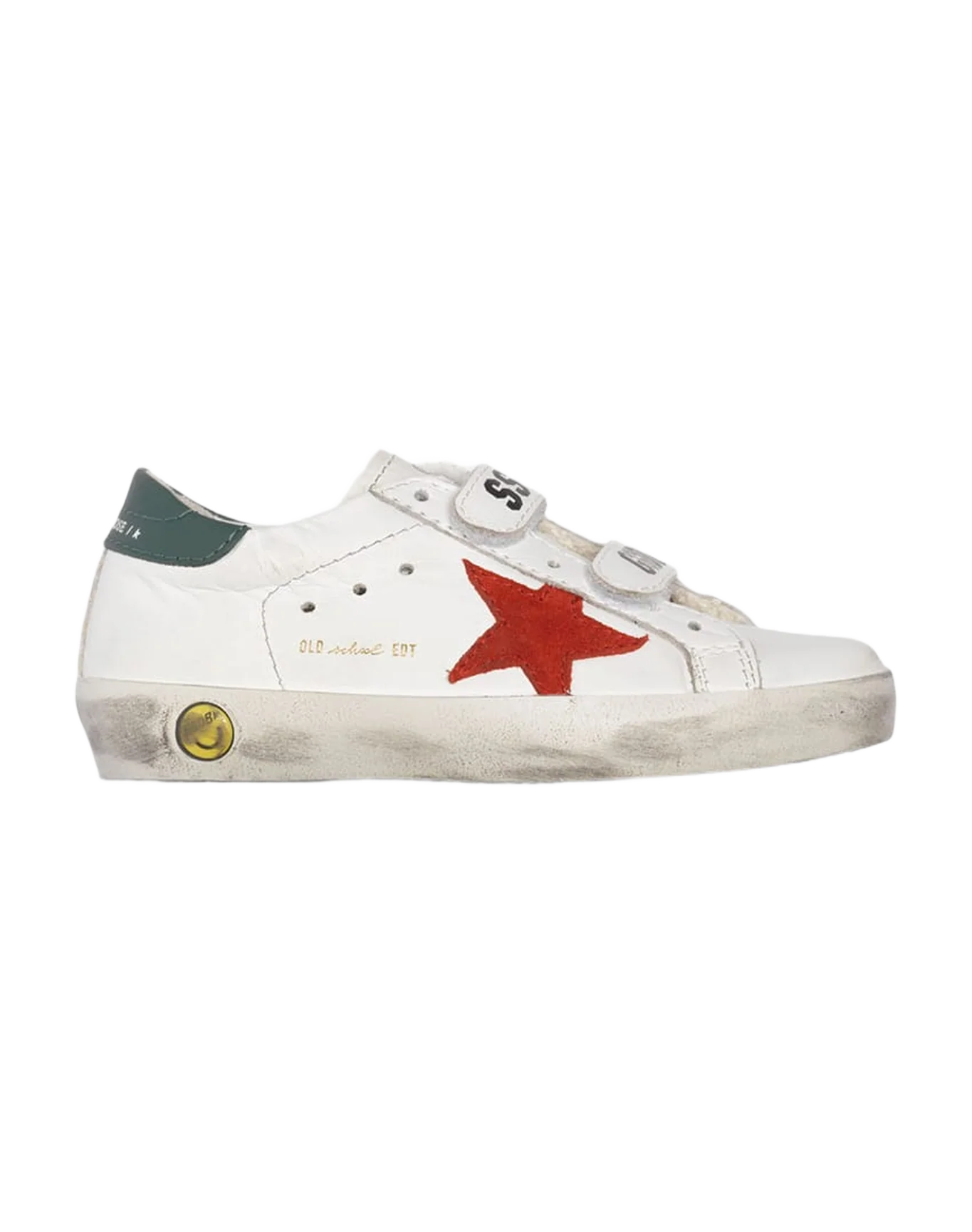 Kids | White Old School Sneakers with Red Star & Green Heel Tab (V1) - Image 4