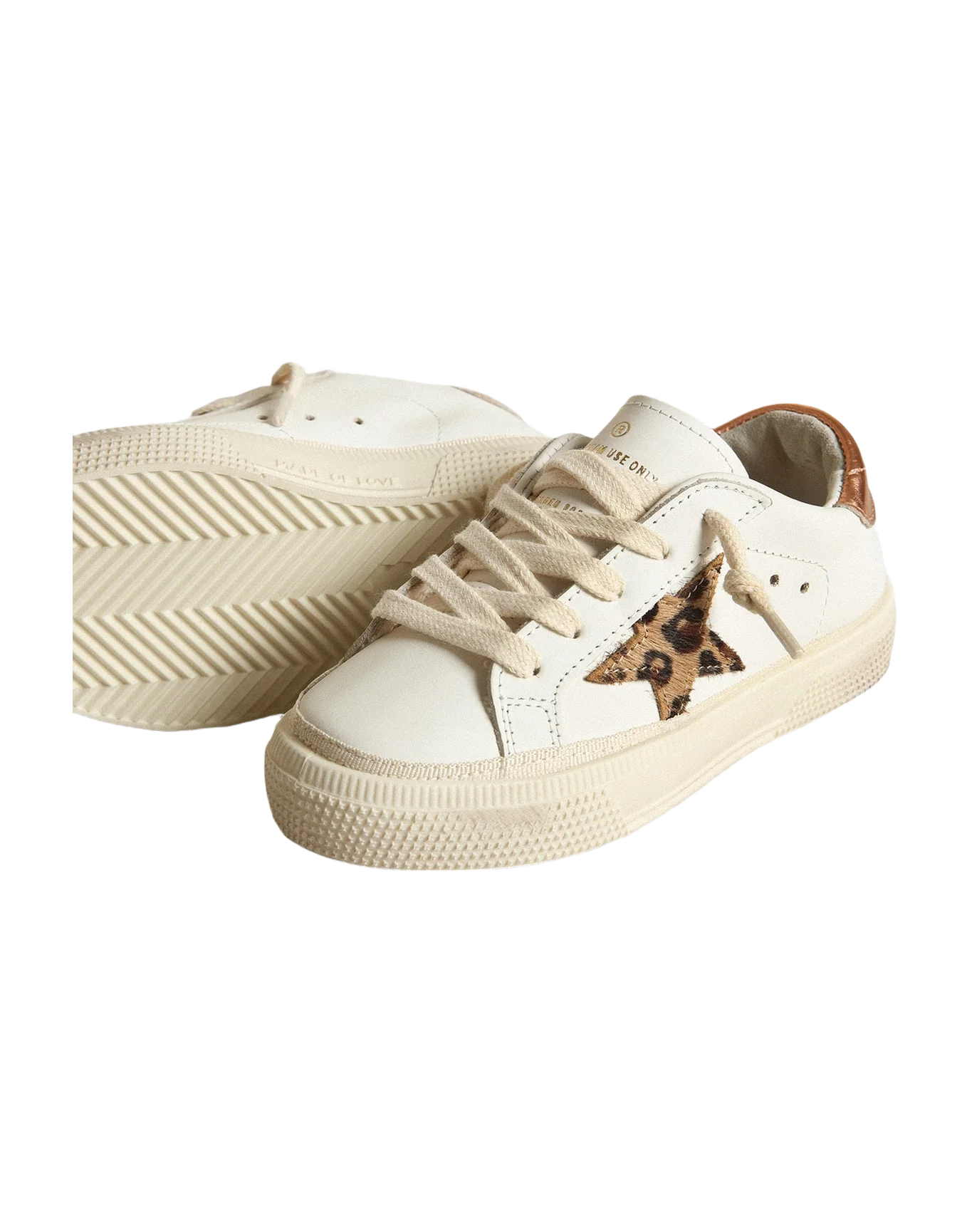 Kids | Young May with Leopard Print Pony Skin Star & Copper-Colored Heel | White x Beige Brown Leo x Chocolate Brown - Image 4