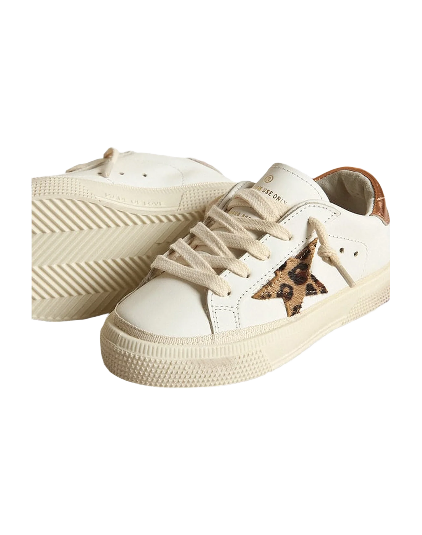 Kids | Young May with Leopard Print Pony Skin Star & Copper-Colored Heel | White x Beige Brown Leo x Chocolate Brown - Image 7