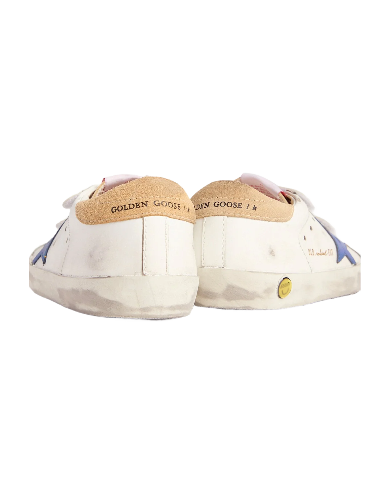 Kids | Young Old School Sneakers with Velcro Fastening & Blue Star | White x Cappuccino x Royal Blue x Ice - Image 7