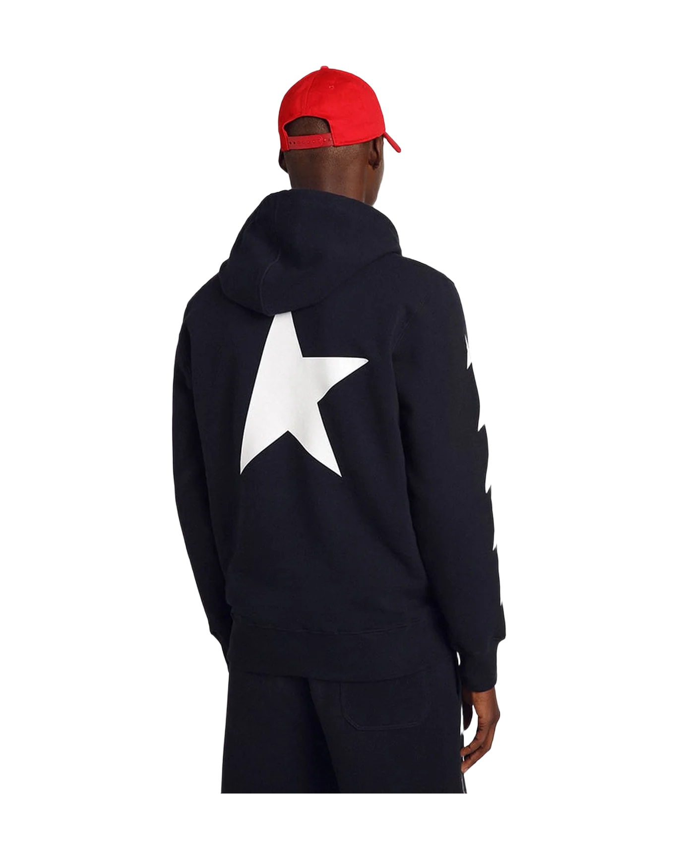 Men | Alighiero Star Collection Hoodie Navy Blue with Contrasting White Stars | Dark Blue x White - Image 2