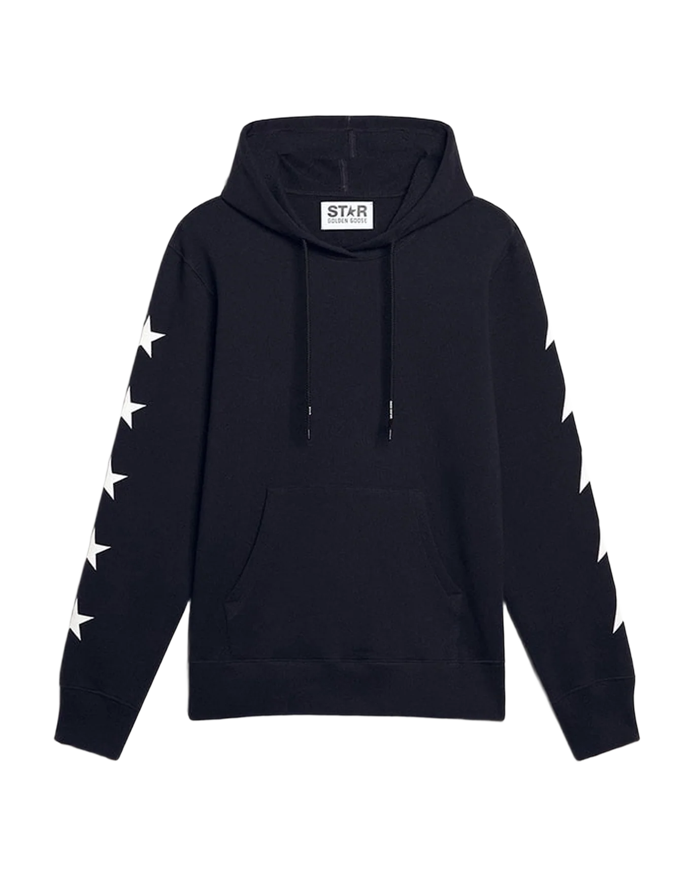 Men | Alighiero Star Collection Hoodie Navy Blue with Contrasting White Stars | Dark Blue x White - Image 4