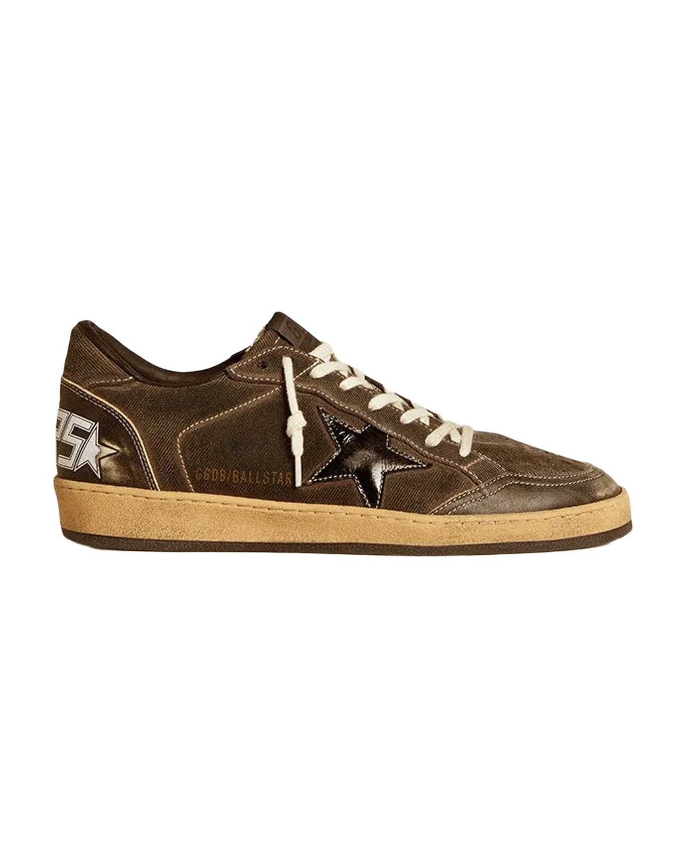 Men | Ball Star Black Denim with Black Leather Star & Inserts | Black