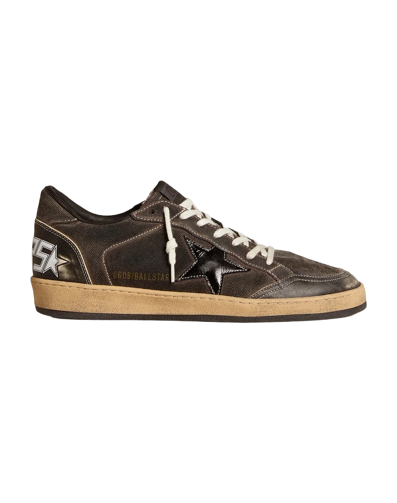Men | Ball Star Black Denim with Black Leather Star & Inserts | Black - Image 10