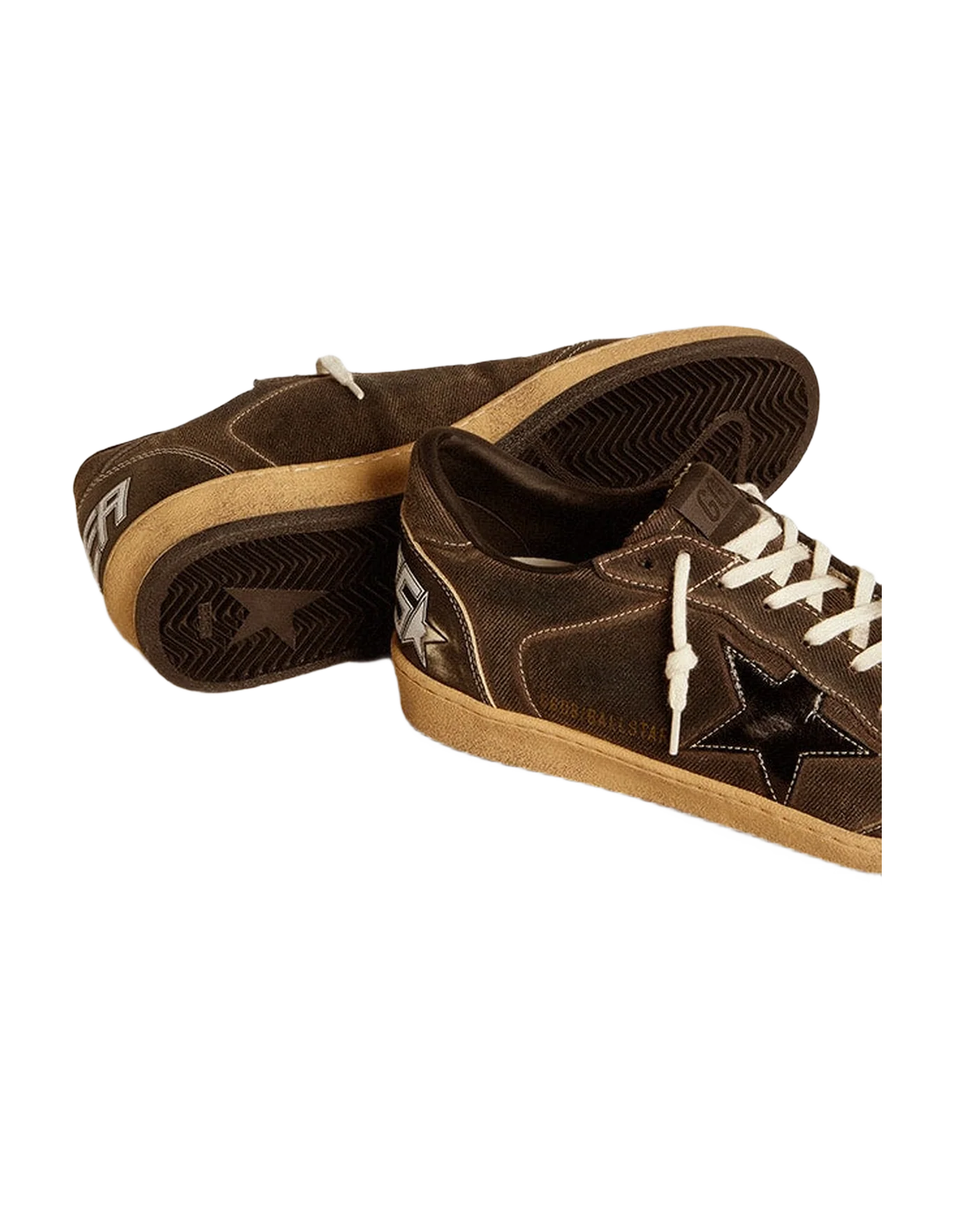 Men | Ball Star Black Denim with Black Leather Star & Inserts | Black - Image 12