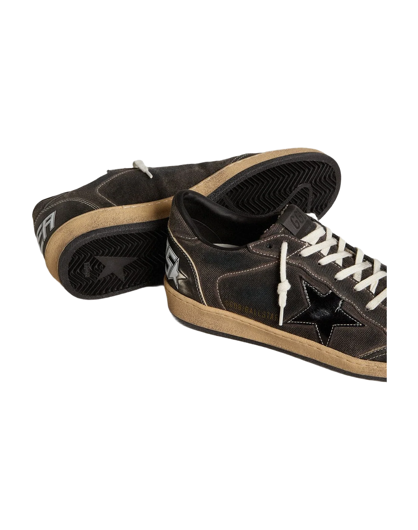 Men | Ball Star Black Denim with Black Leather Star & Inserts | Black - Image 5