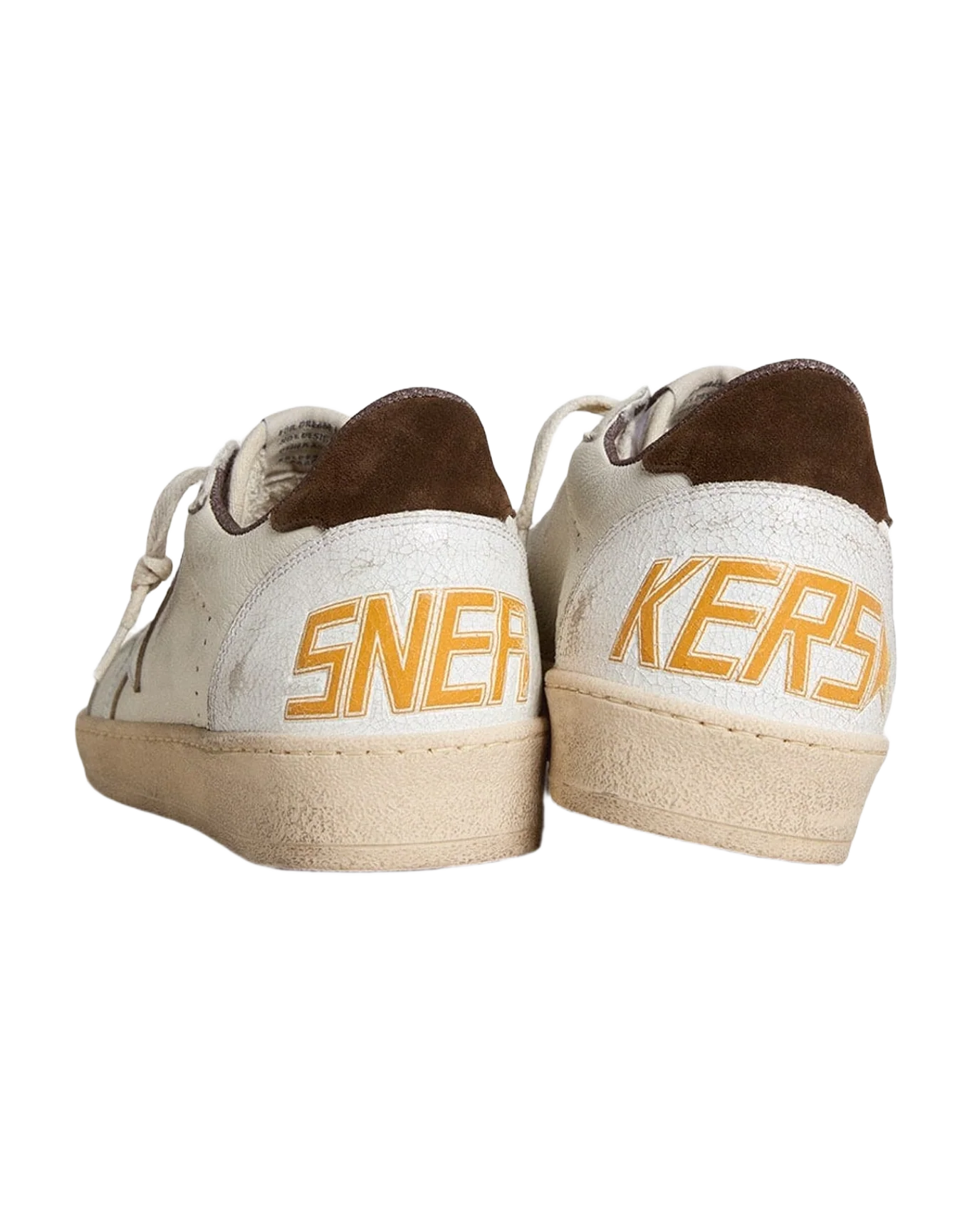 Men | Ball Star Ltd Nappa with Metallic Leather Star & Suede Heel Tab | White x Silver x Brown