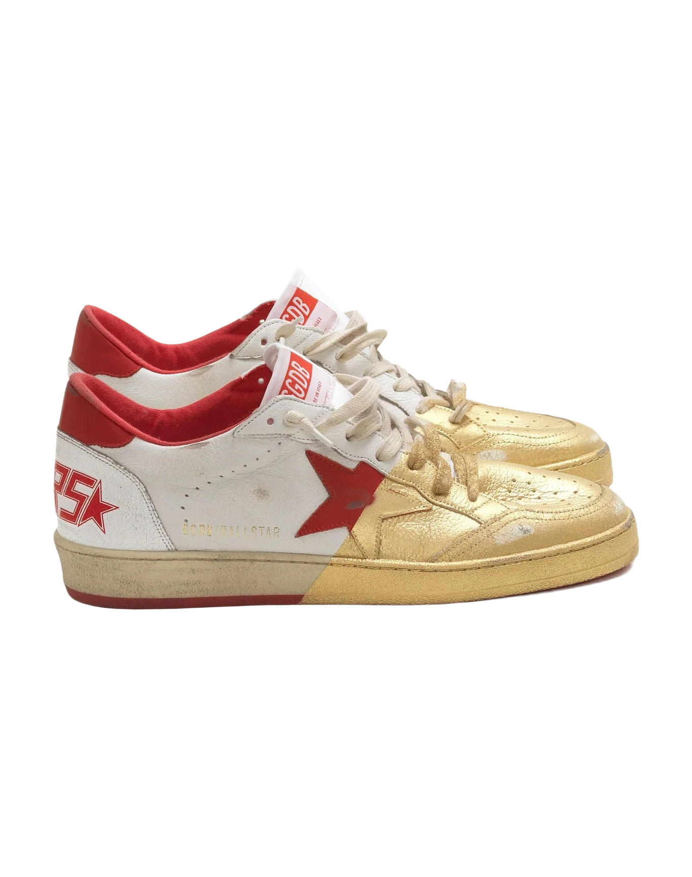 Men | Ball Star Sneakers Leather with Golden Varnish On The Front - Image 2