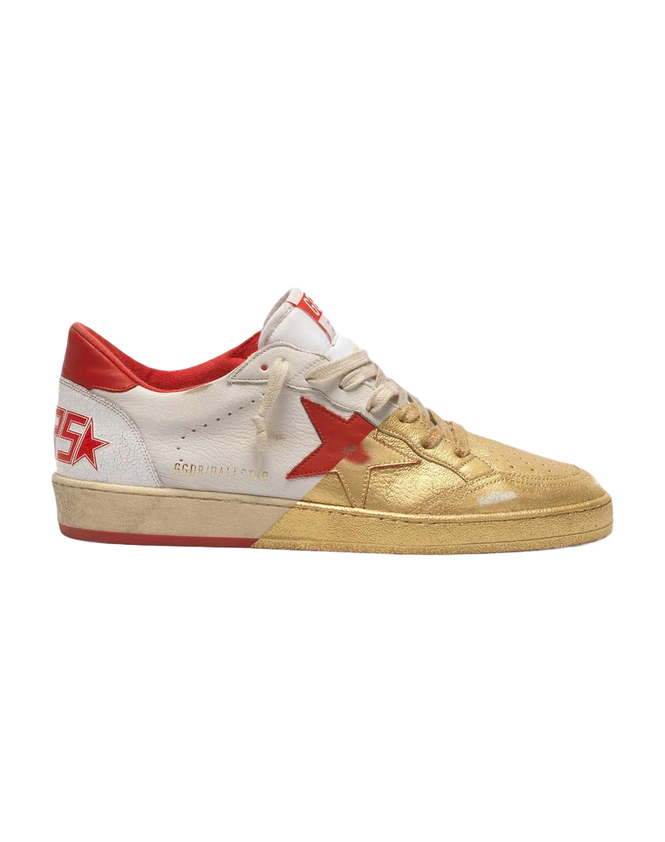 Men | Ball Star Sneakers Leather with Golden Varnish On The Front - Image 6