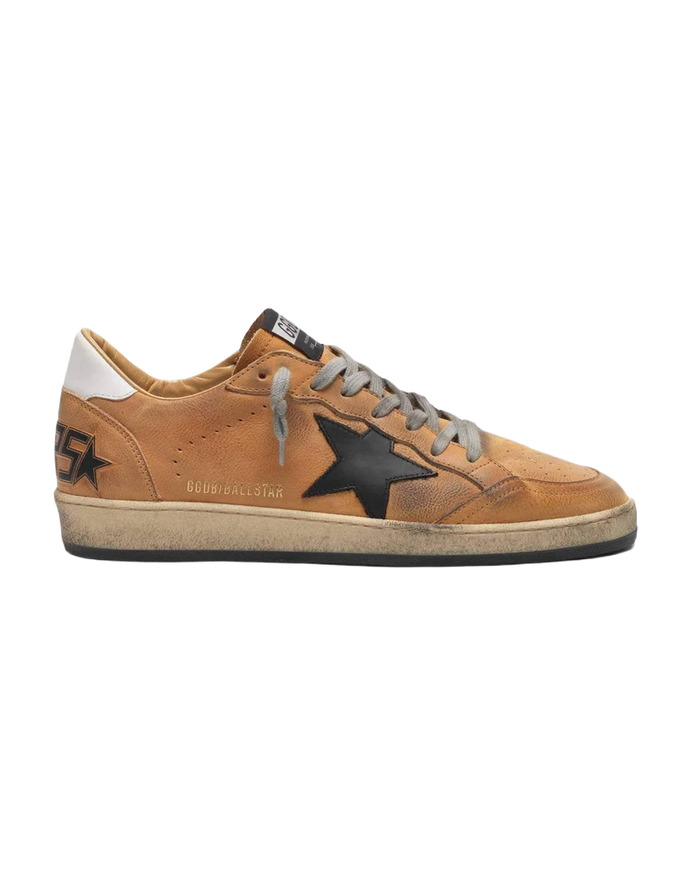 Men | Ball Star Sneakers Sand Colour Leather with Black Star
