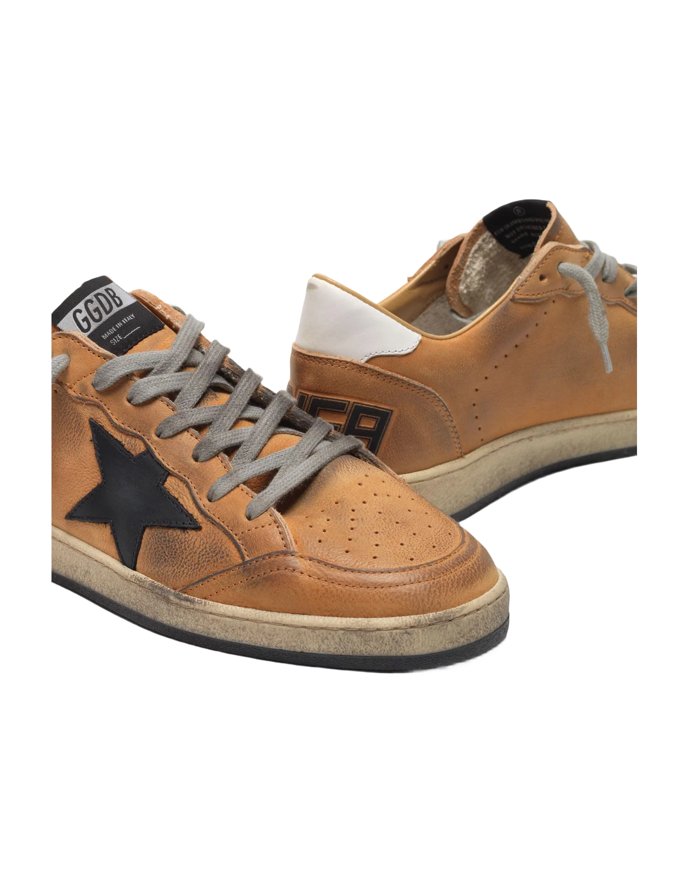 Men | Ball Star Sneakers Sand Colour Leather with Black Star - Image 5