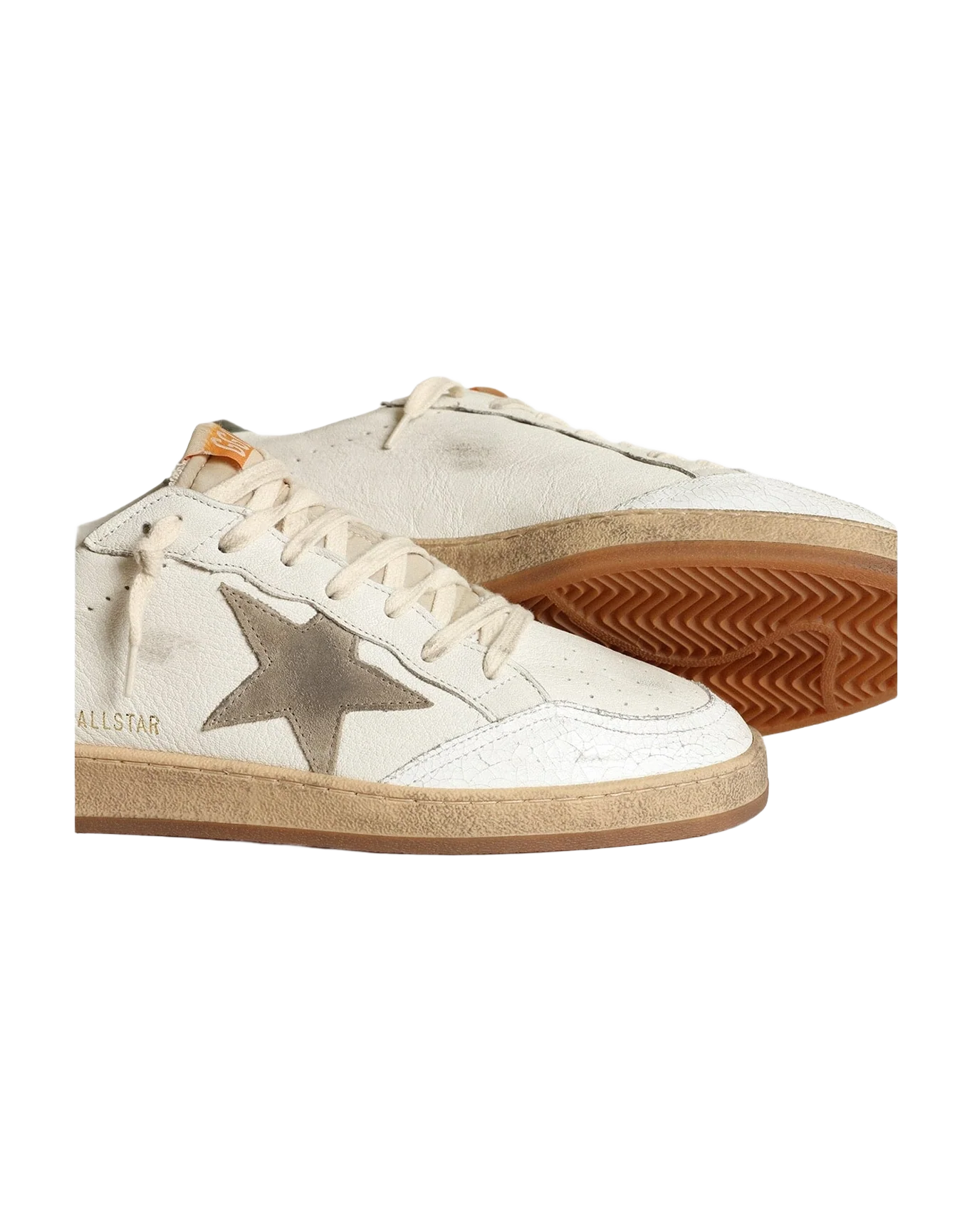 Men | Ball Star White Nappa with Dove Gray Suede Star | White x Taupe x Green